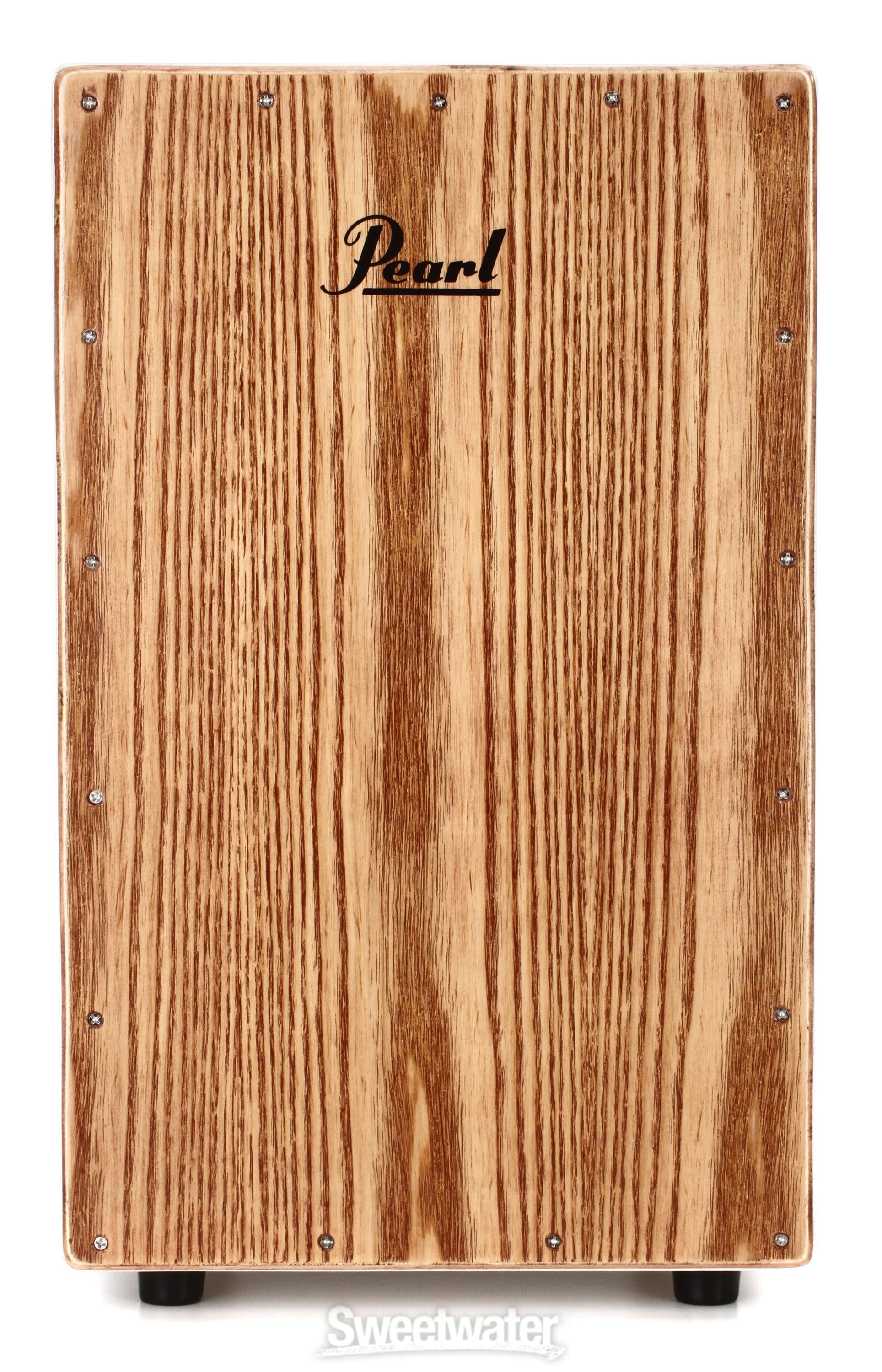 Pearl Ash Cajon with Bag - White Lacquer w/Brown Faceplate