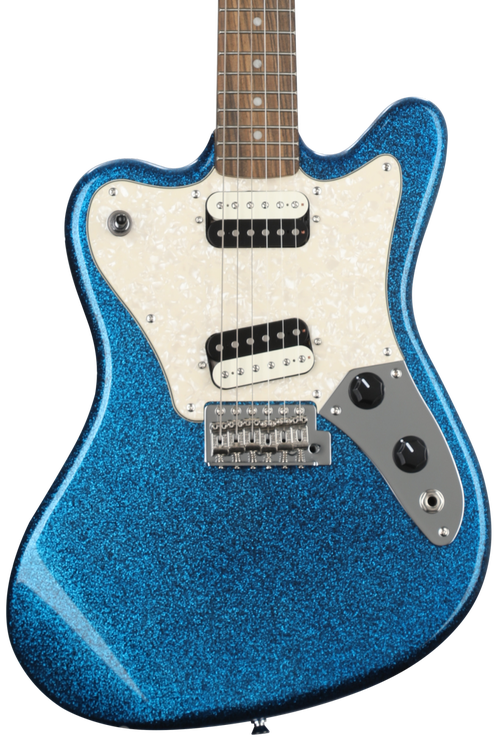 Squier Paranormal Super-Sonic Electric Guitar - Blue Sparkle with Pearloid  Pickguard