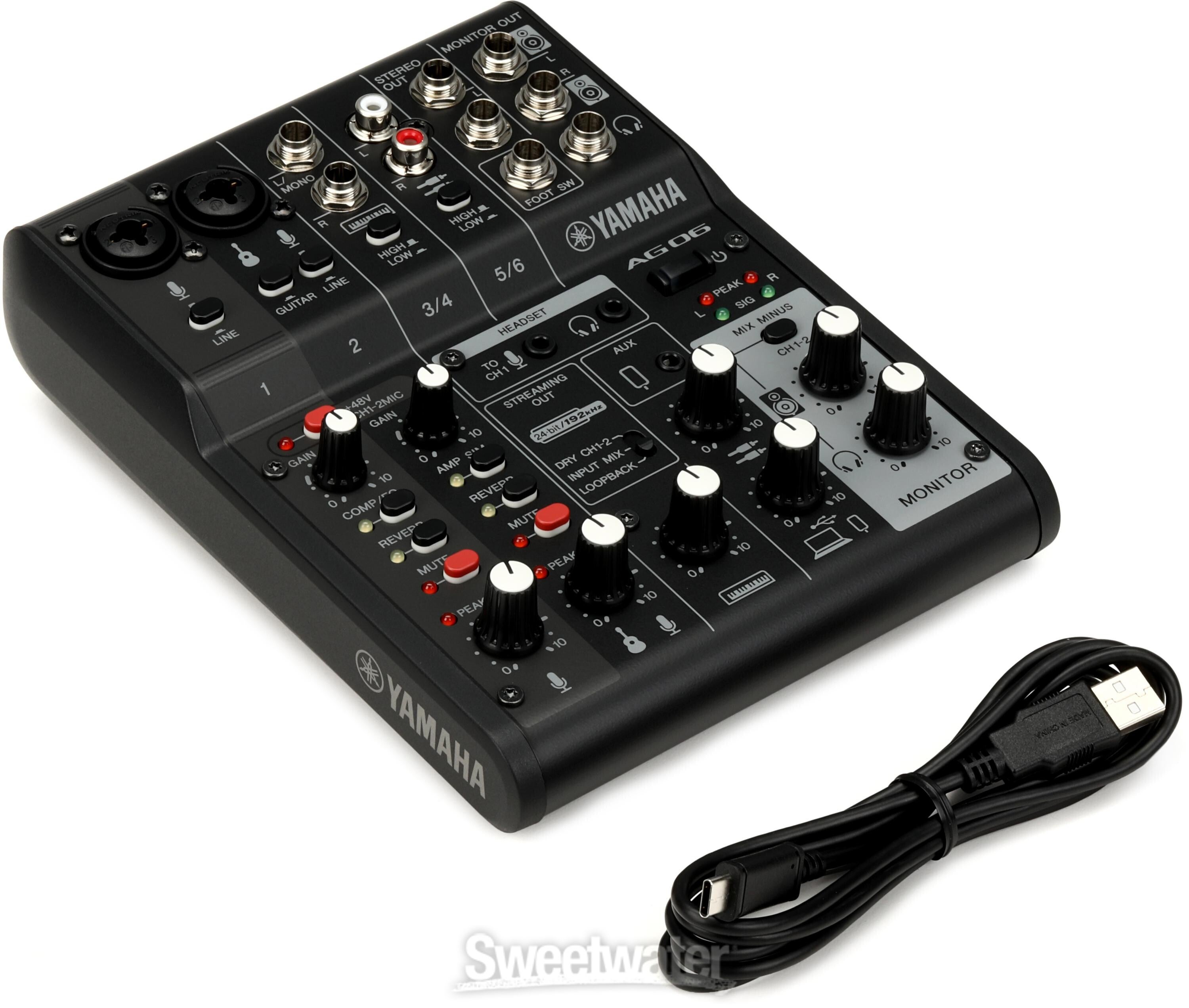 Yamaha AG06 Mk2 6-channel Mixer and USB Audio Interface - Black 