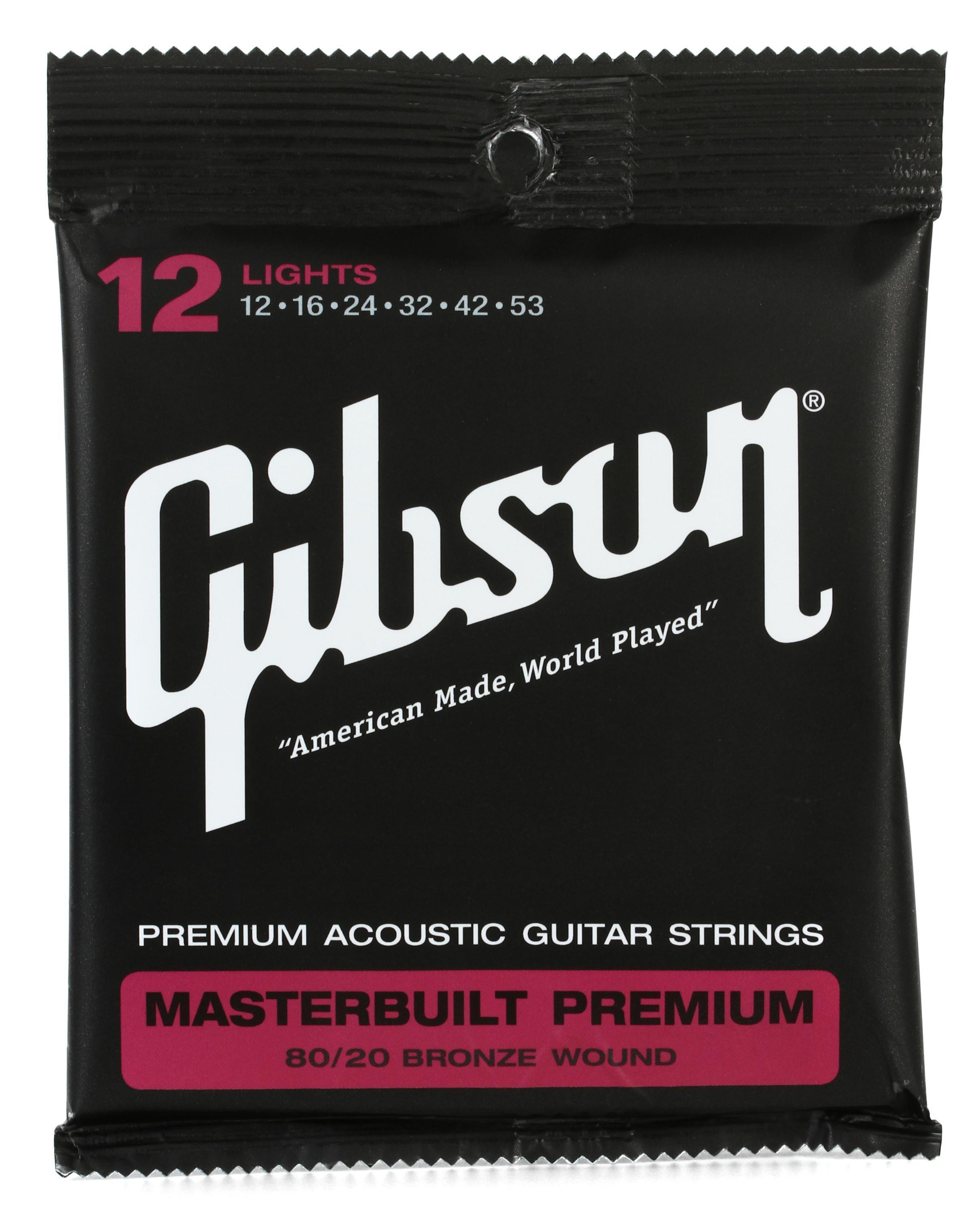 Gibson Accessories SAGBRS12 Masterbuilt Premium 80/20 Bronze Light Acoustic Guitar Strings