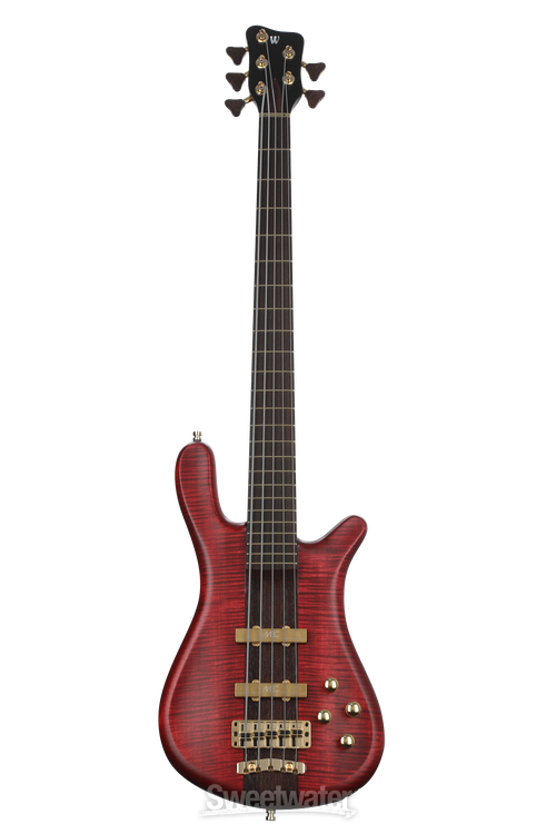 Warwick Masterbuilt Streamer Stage I 5-string Bass Guitar - Burgundy Red  Transparent Satin