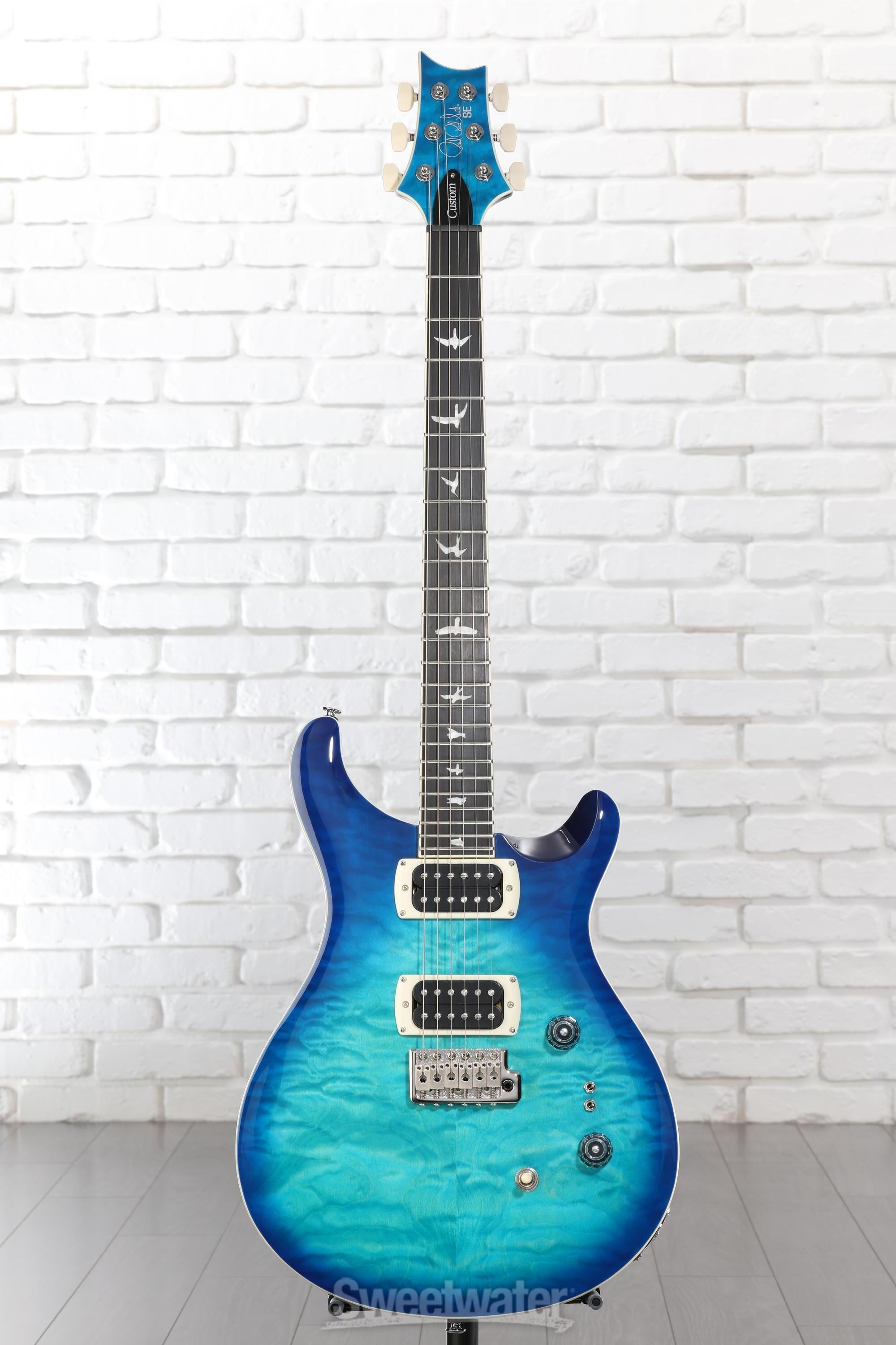 PRS SE Custom 24-08 Quilt Electric Guitar - Lake Blue | Sweetwater