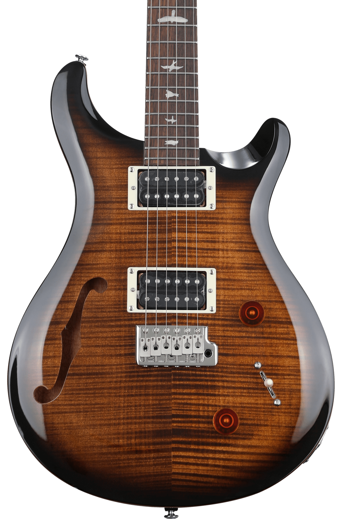PRS SE Custom 22 Semi hollow Electric Guitar Black Gold Burst