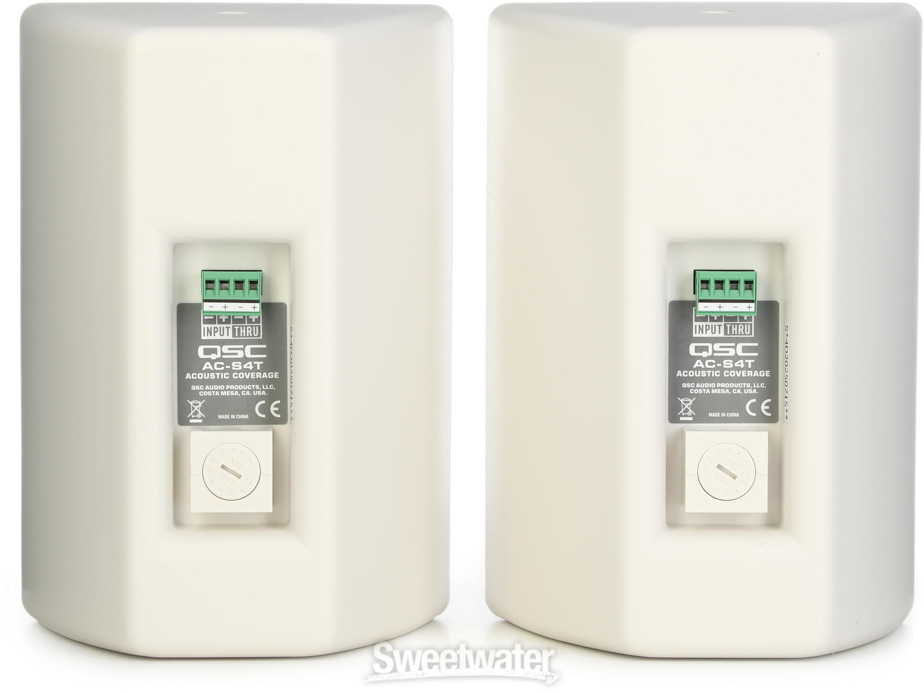 QSC AC-S4T 4.5 inch 2-way Surface-mount Speaker - White (pair