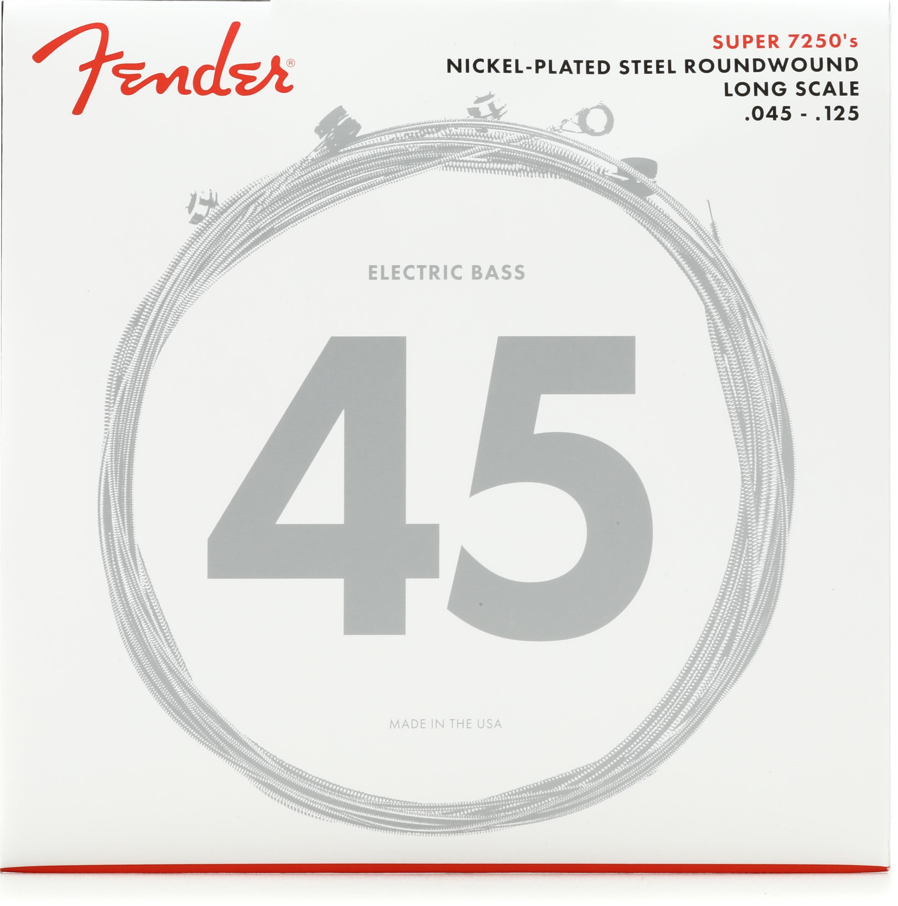 Photo of Fender Super 7250's Nickel Plated Steel Bass Guitar Strings - .045-.125 Medium Long Scale 5-string