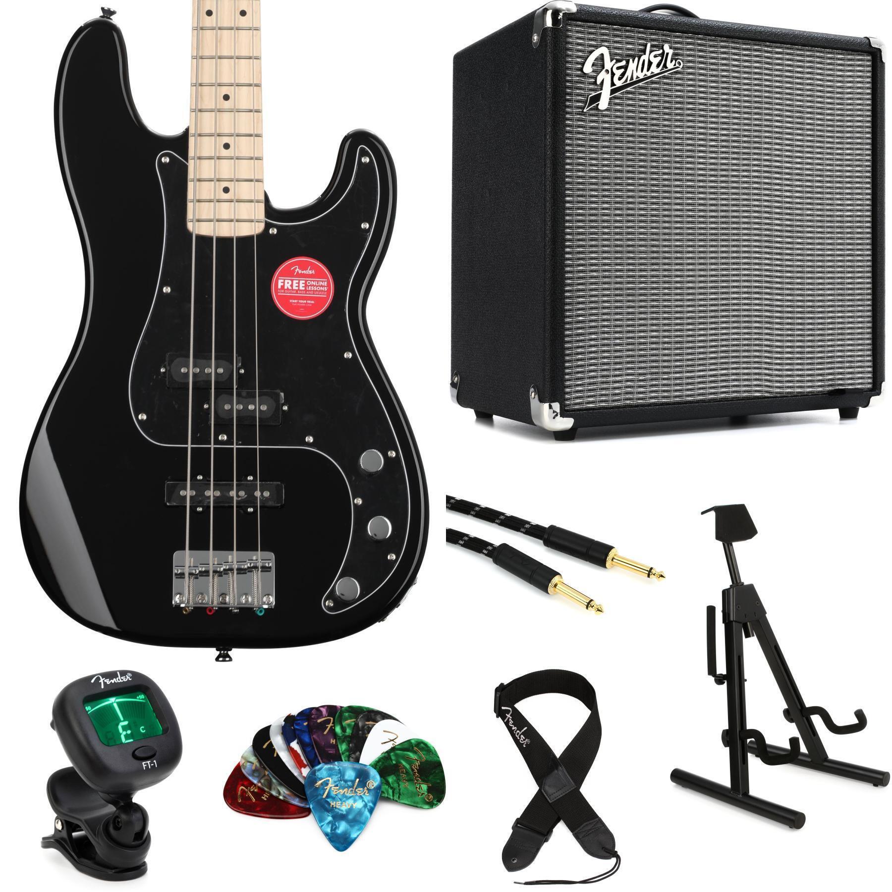 Photo of Squier Affinity Series Precision Bass and Rumble 25 Combo Amp Bundle - Black with Maple Fingerboard