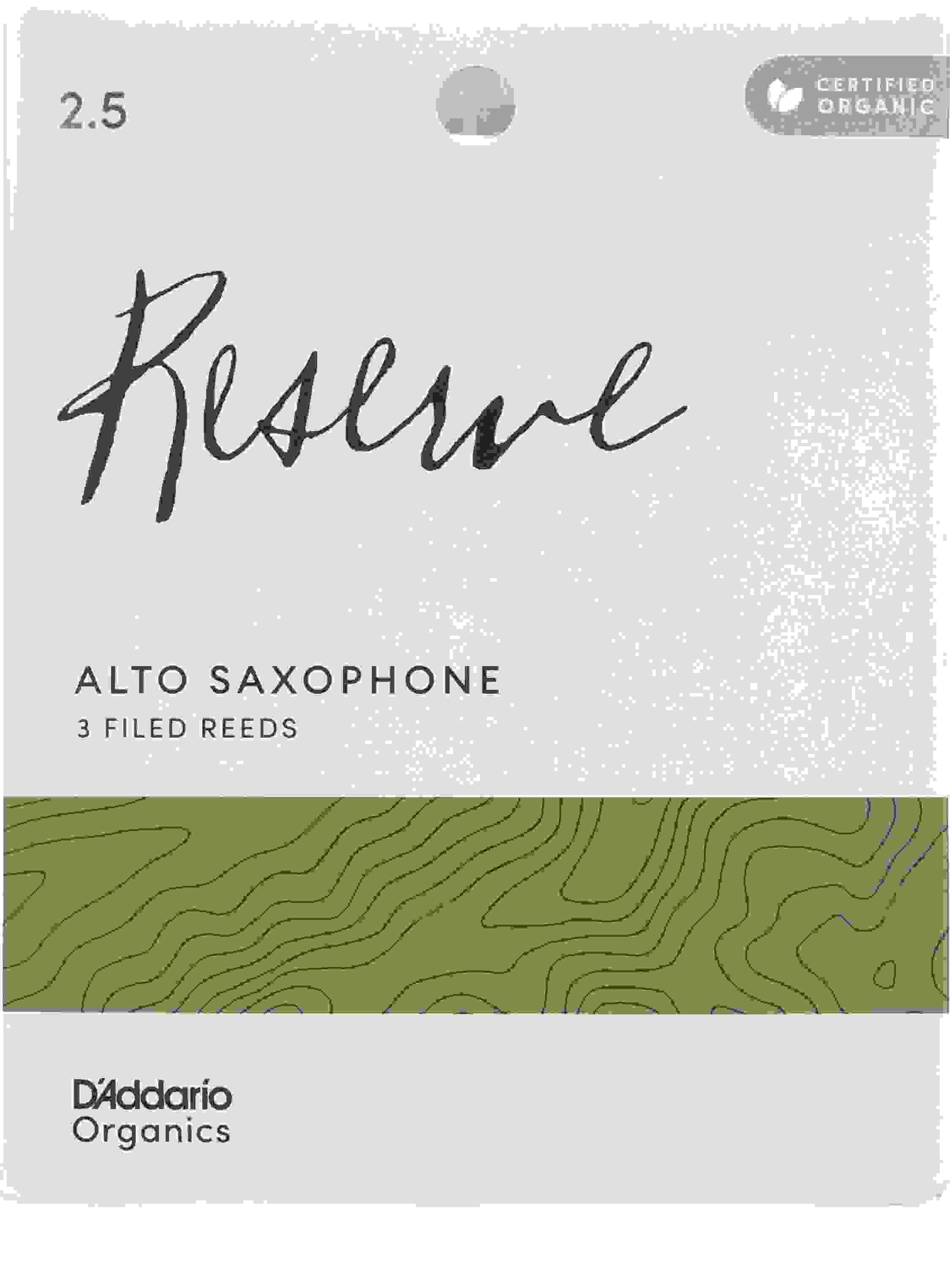 D'Addario Organics Reserve Alto Saxophone Reeds - 2.5 (3-pack)