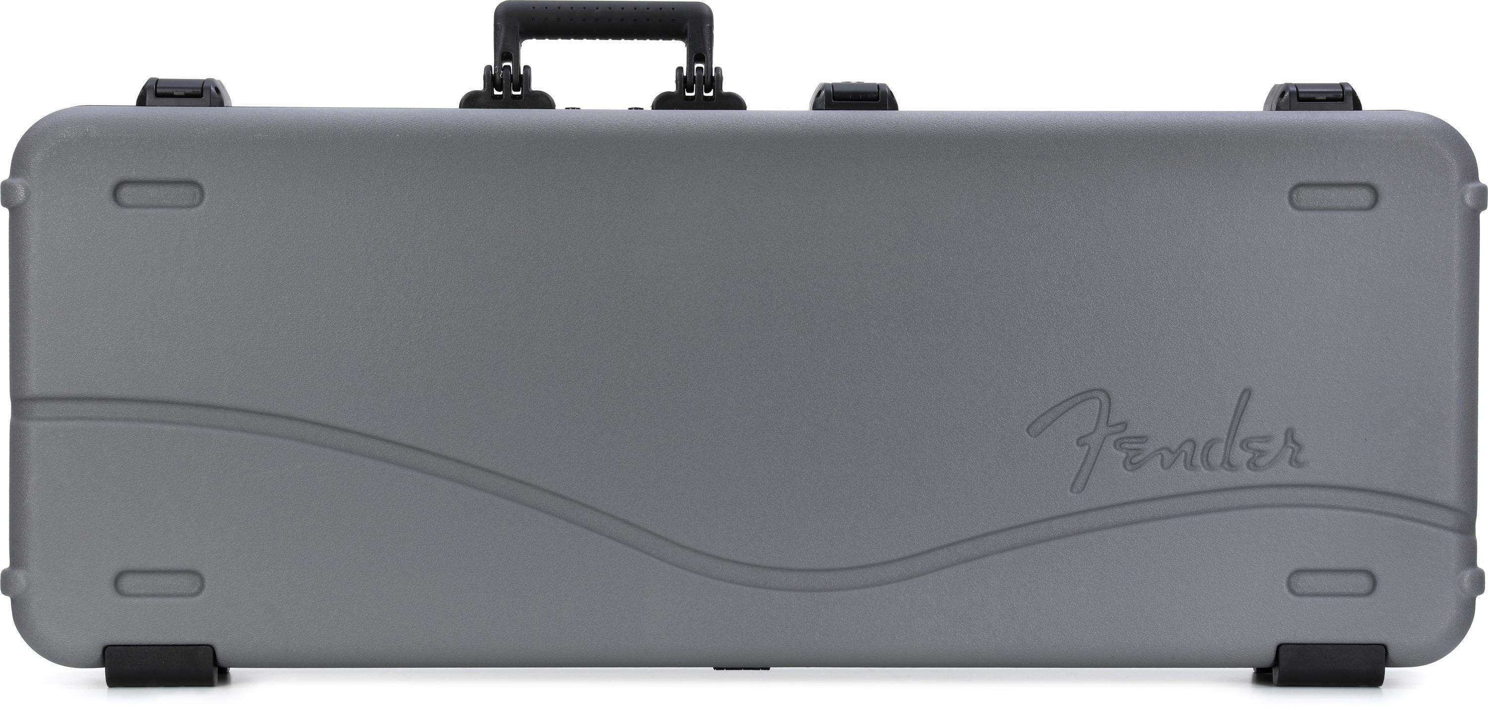 Photo of Fender Deluxe Molded Strat/Tele Case - Silver with Blue Interior