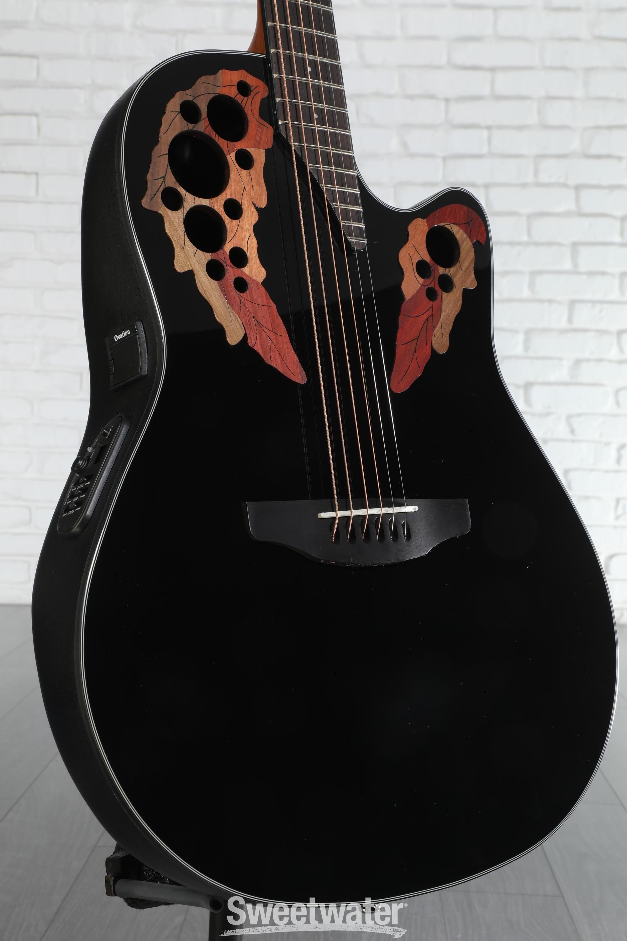 Ovation Elite Celebrity Mid-Depth Acoustic-Electric Guitar - Black