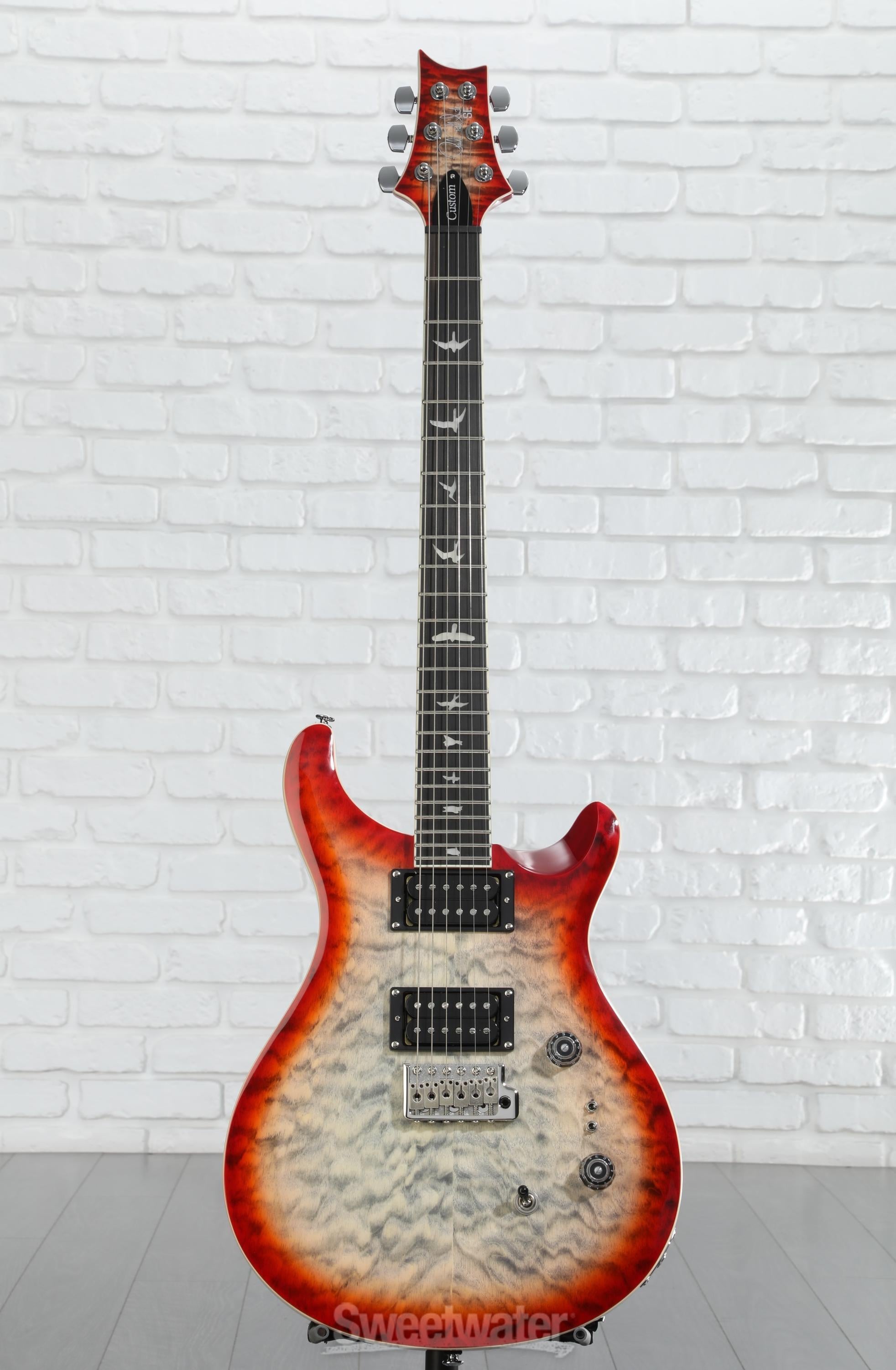 ギター PRS cutom24 SE PRS SE Custom 24-08 Quilt Top Electric Guitar - Faded Blue