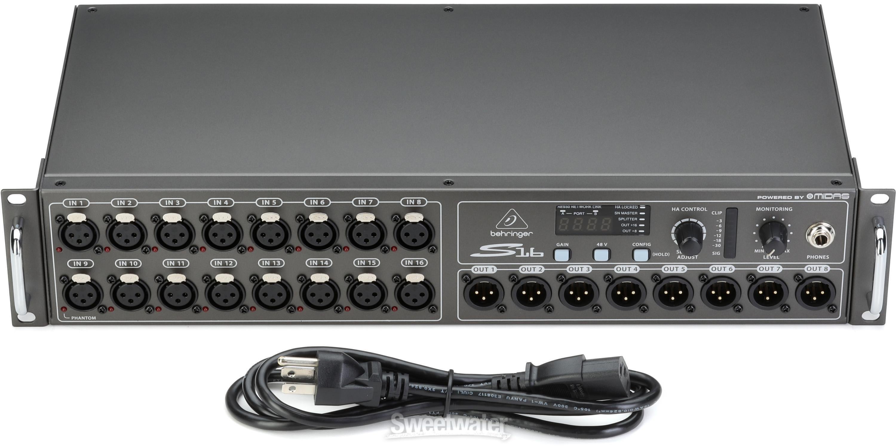 Behringer S16 16-input / 8-output Digital Stage Box | Sweetwater