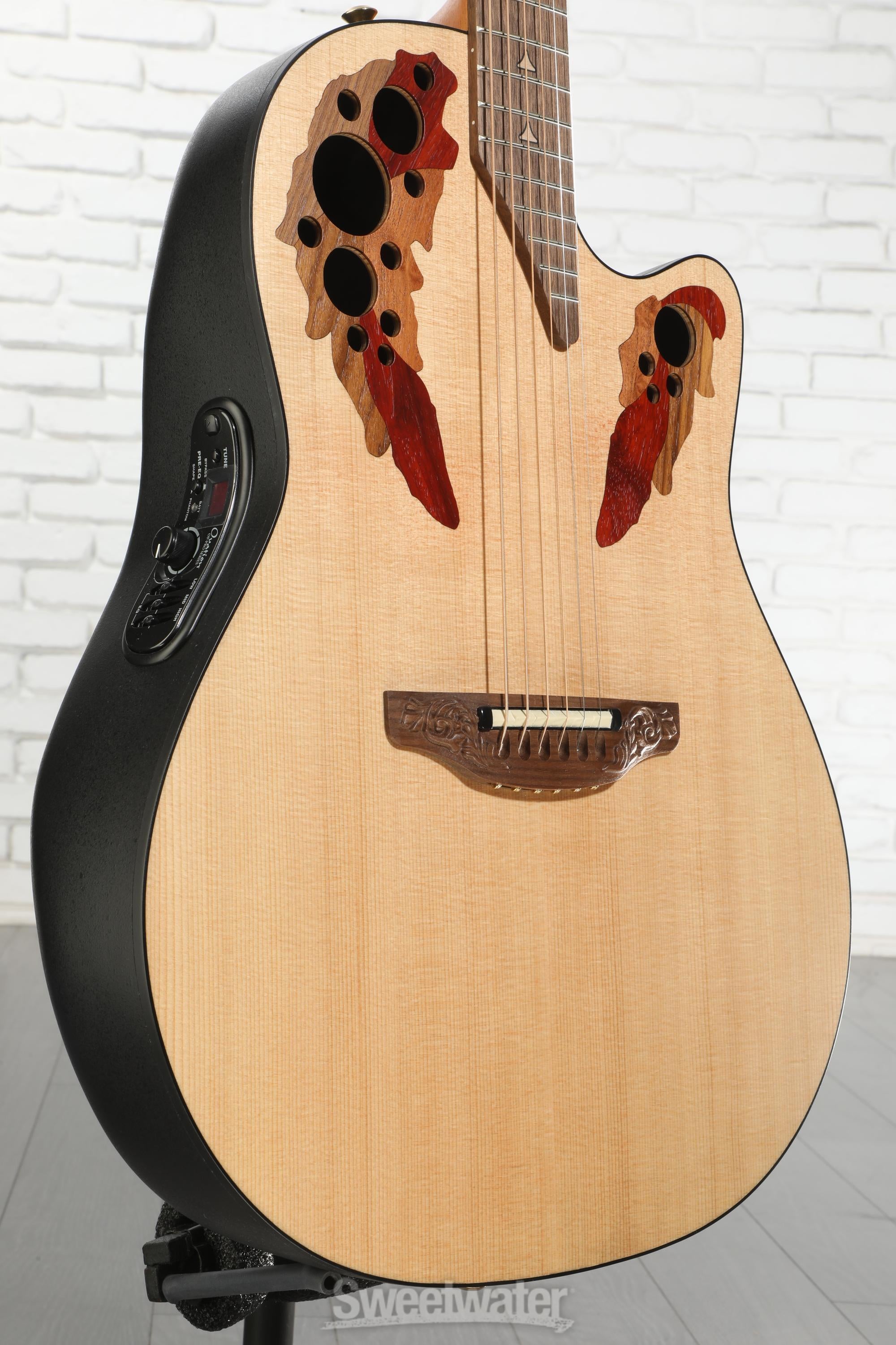 Ovation USA Elite Deep Cutaway E-Acoustic Guitar - Natural