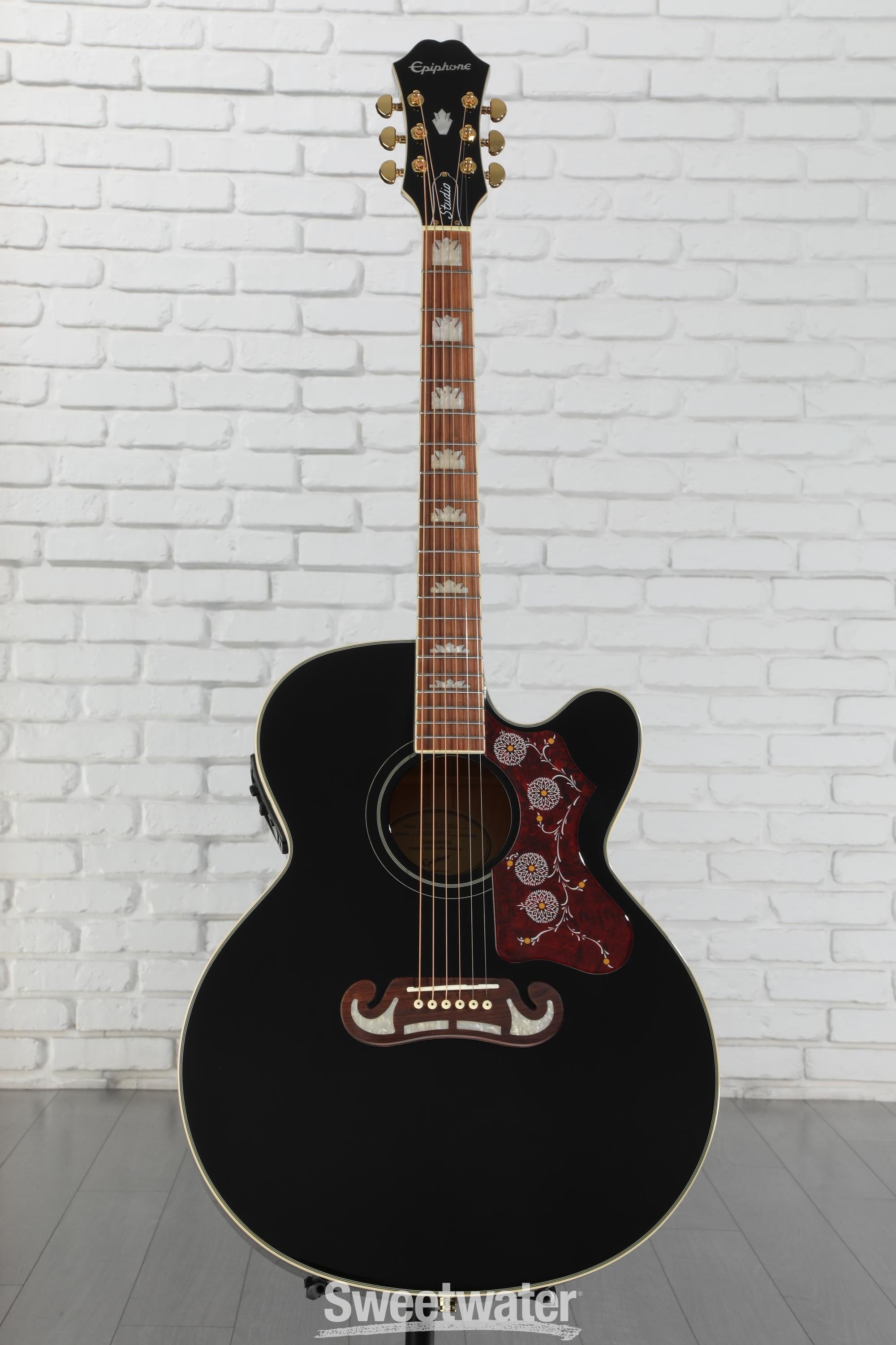 【美品】EPIPHONE EJ-200SCE/N Epiphone J-200 EC Studio Acoustic-Electric Guitar Black