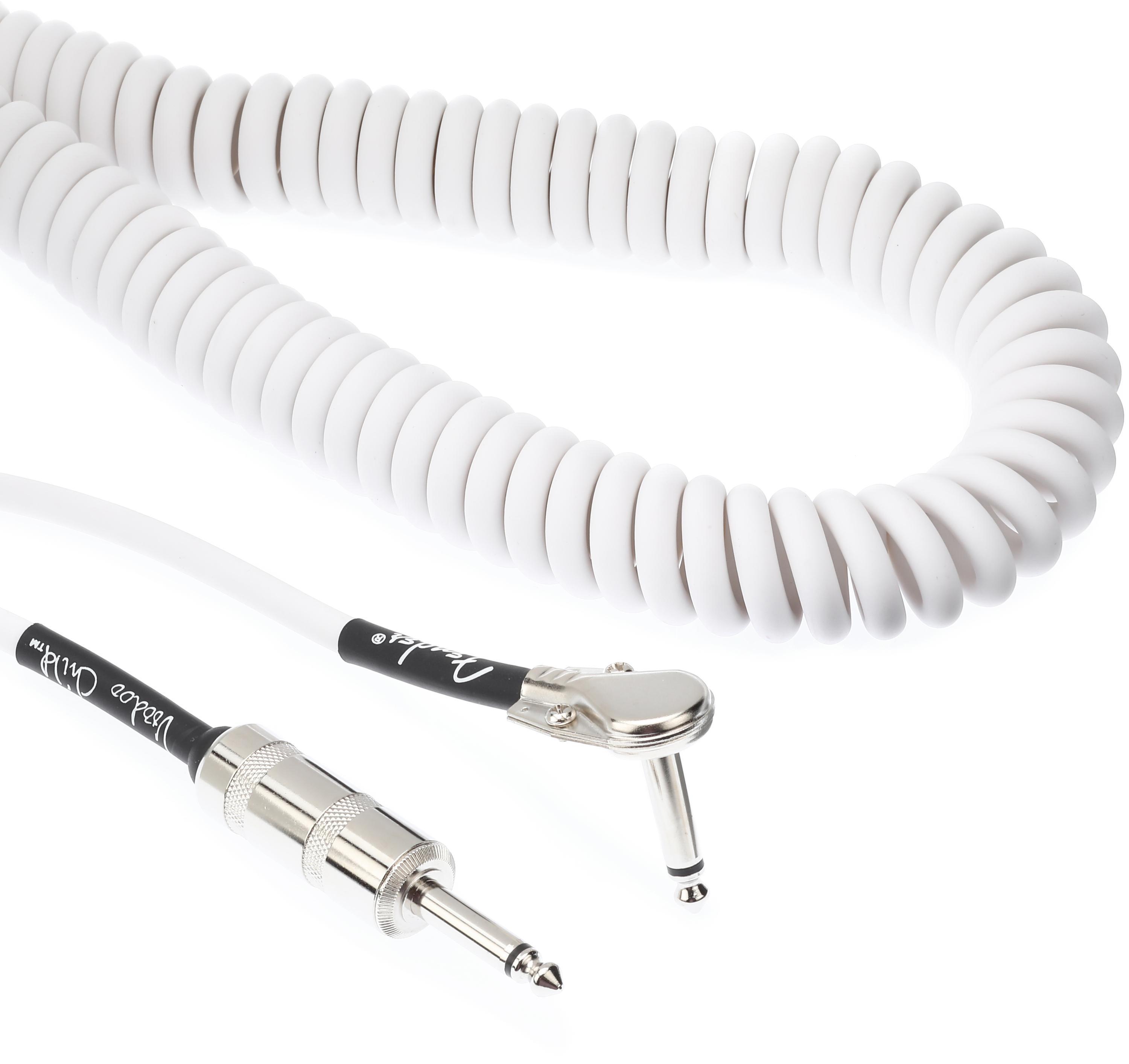Photo of Fender Jimi Hendrix Voodoo Child Coiled Cable - Straight to Right Angle - 30 foot White