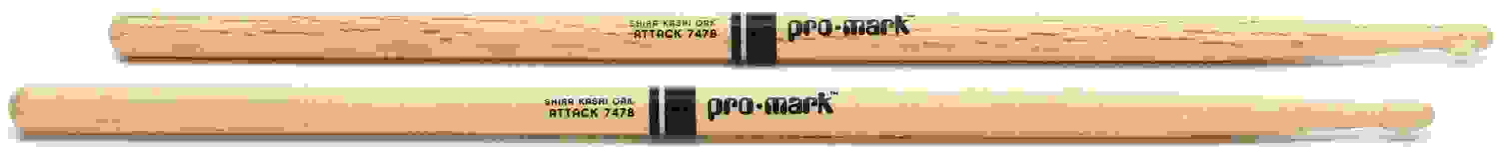 Promark Classic Attack Drumsticks - Shira Kashi Oak 747B - Wood Tip