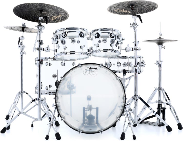 DW DDAC2215CL Design Series Acrylic 4-piece Shell Pack - Clear Acrylic