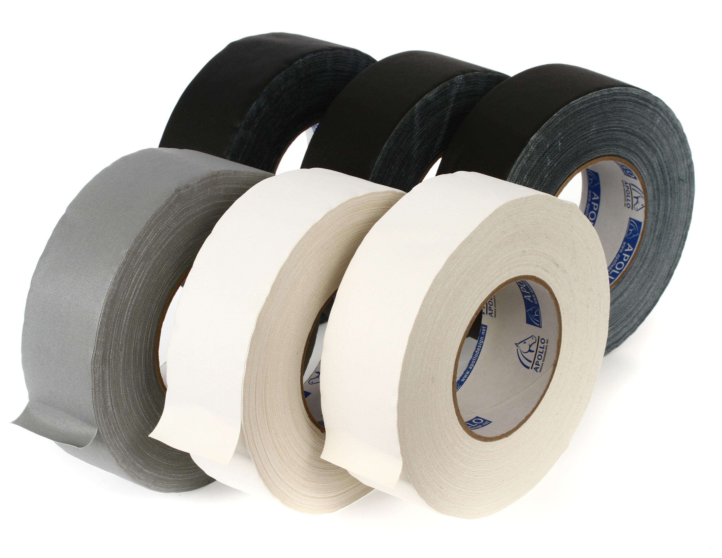 Apollo Design Gaf Pak, 2 Professional Gaffer Tape 6-Pack - (3) Black, (2)  White, (1) Gray