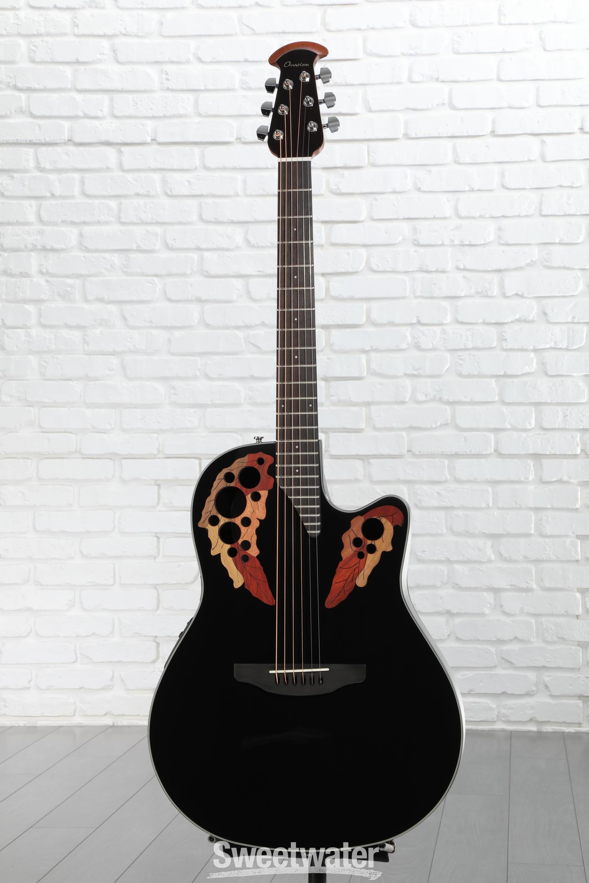 Ovation Elite Celebrity Mid-Depth Acoustic-Electric Guitar - Black