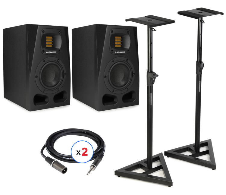 ADAM Audio A4V 4-inch Powered Studio Monitor Pair with Stands and