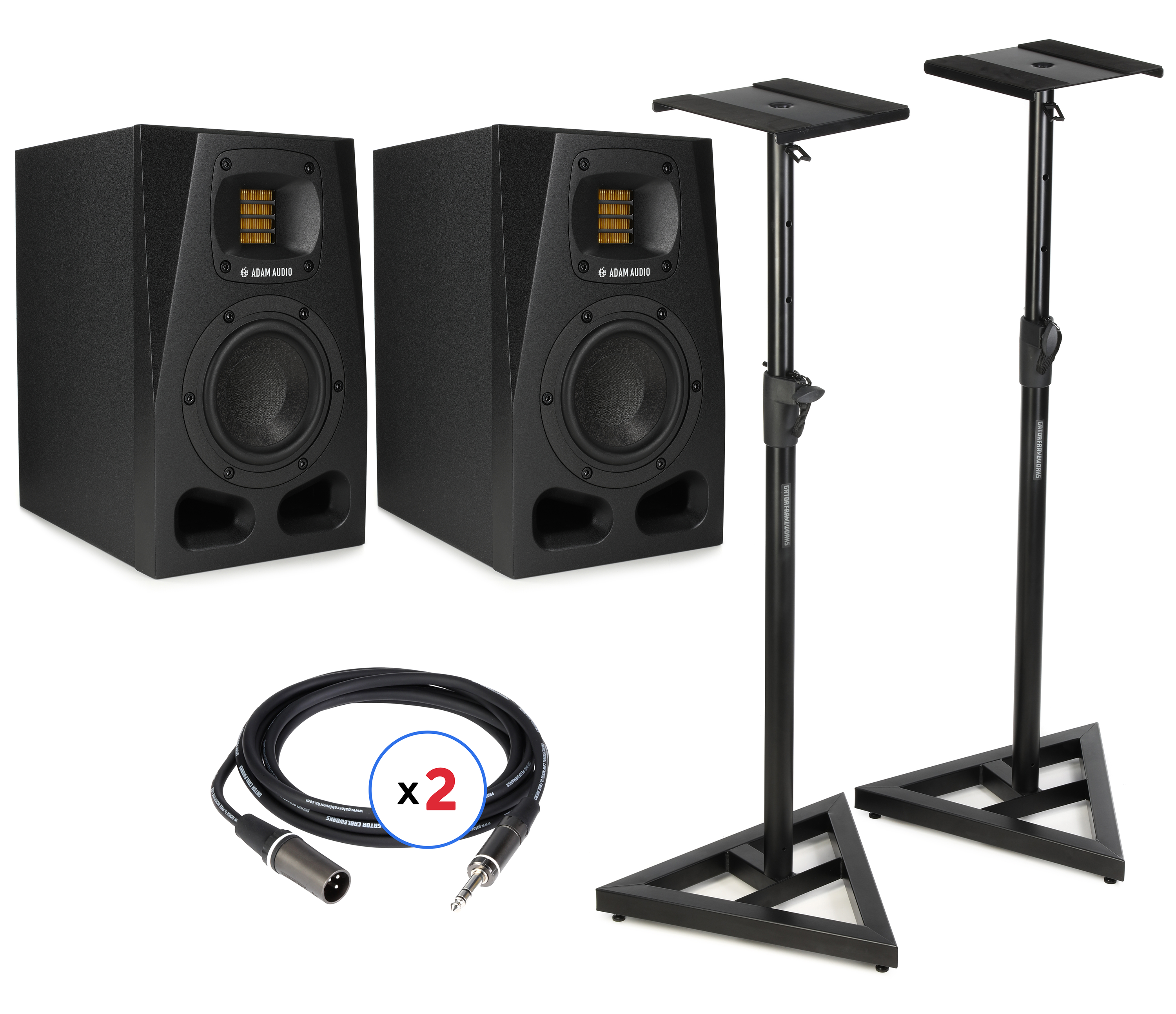 ADAM Audio A4V 4-inch Powered Studio Monitor Pair with Stands and