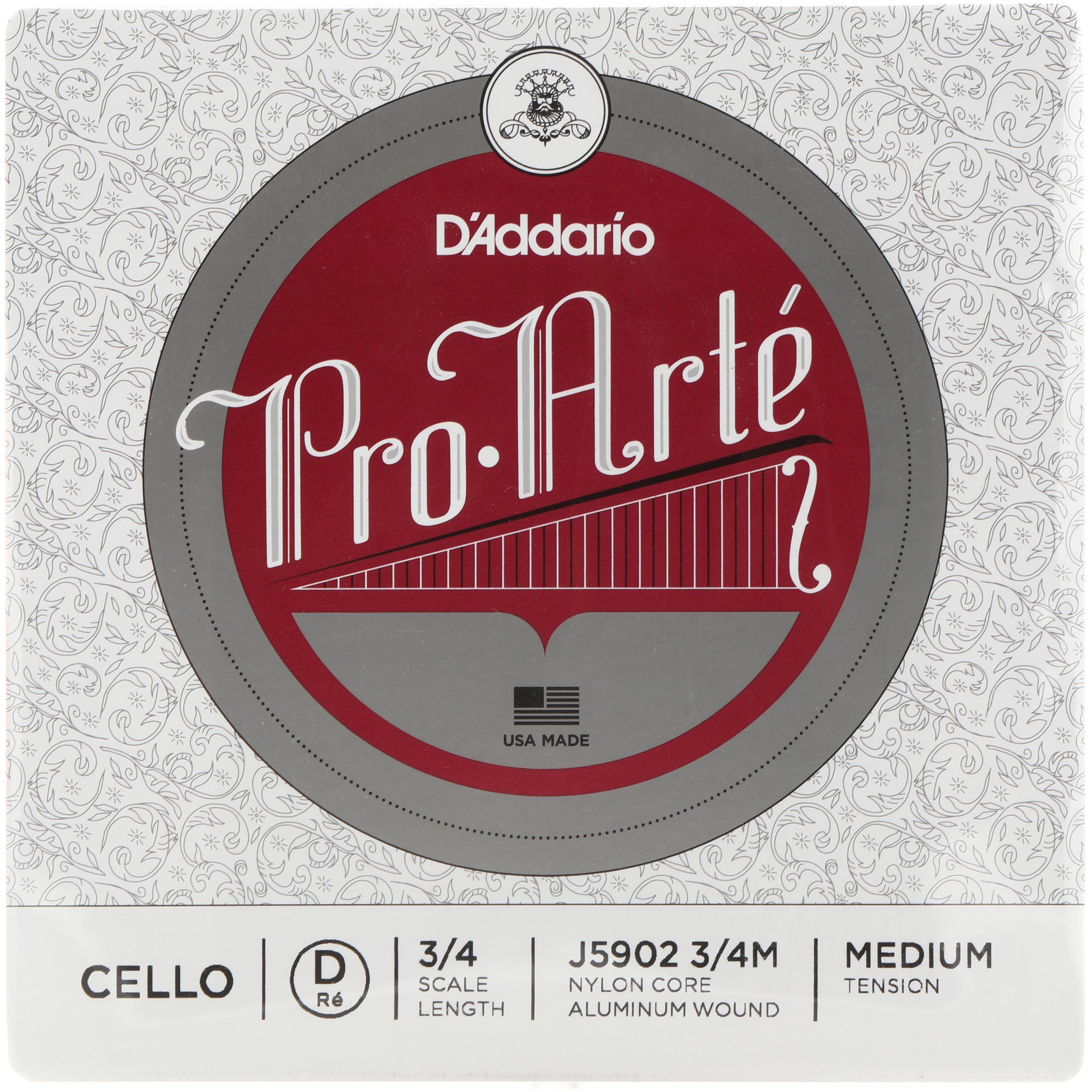 Photo of D'Addario J5902 Pro-Arte Cello D String - 3/4 Size, Medium Tension
