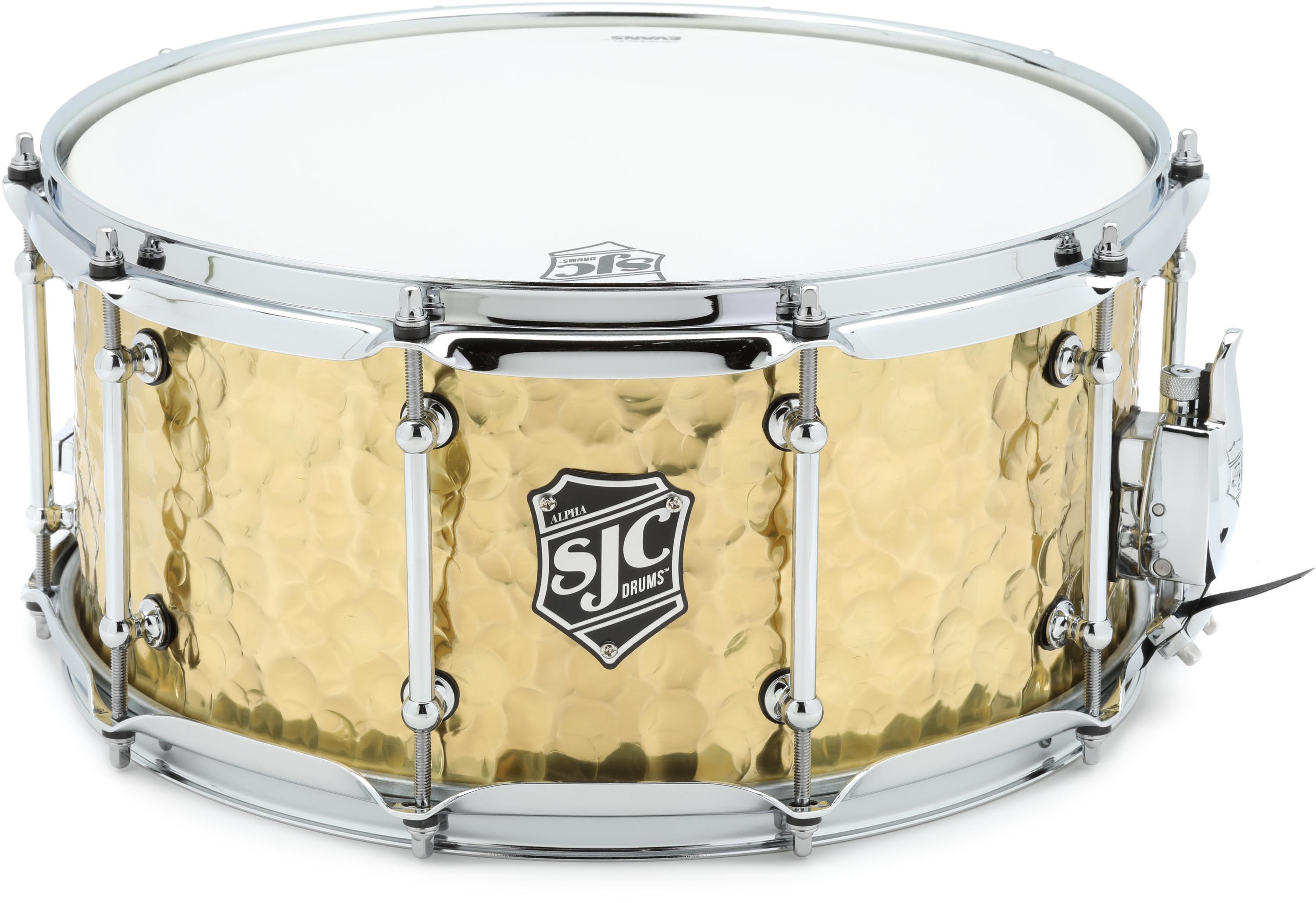 SJC Custom Drums Alpha Hammered Brass Snare Drum - 6.5 x 14-inch - Polished