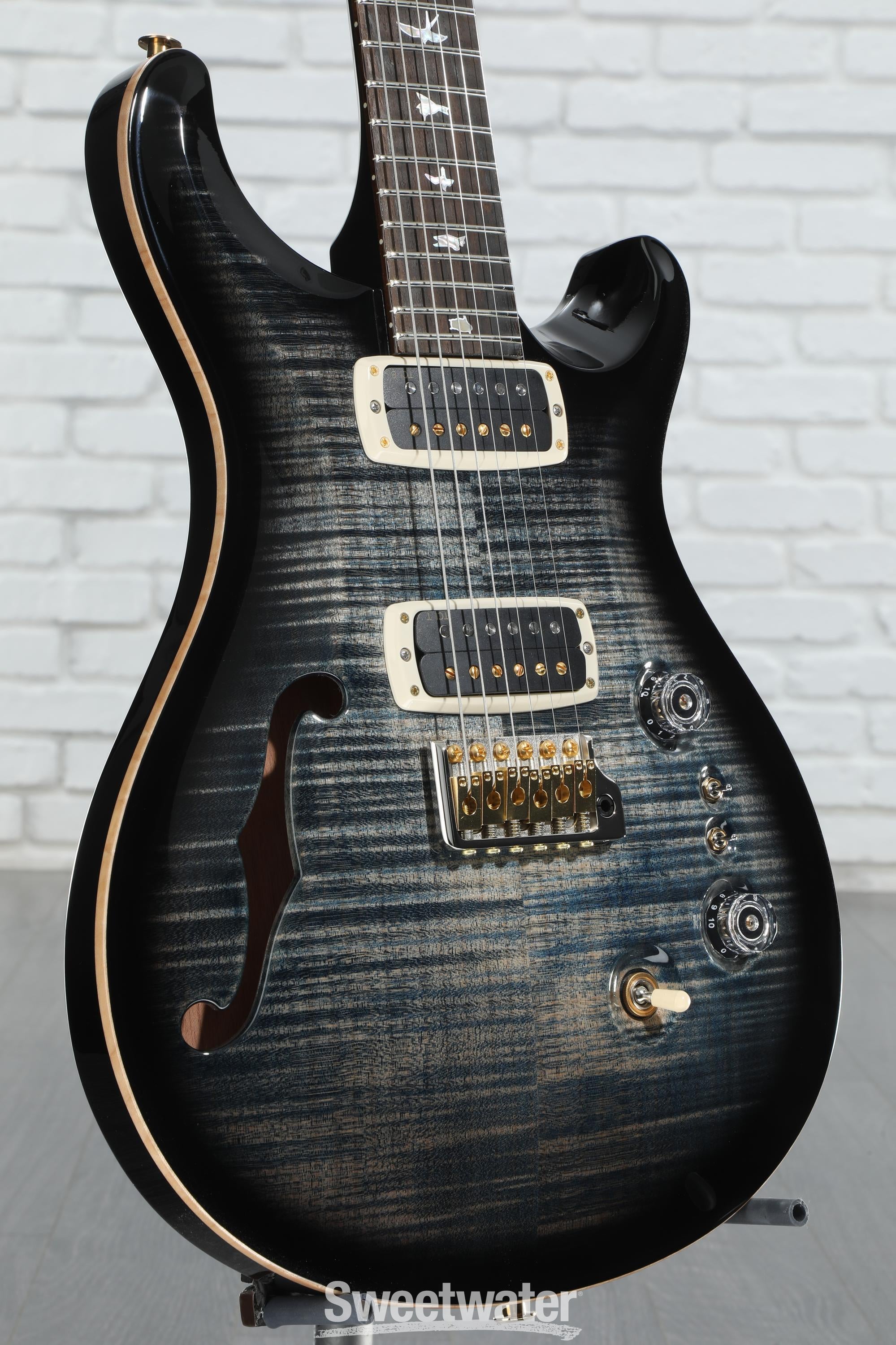 ギター PRS custom 24 PRS SE Custom 24-08 Quilt Top Electric Guitar - Faded Blue