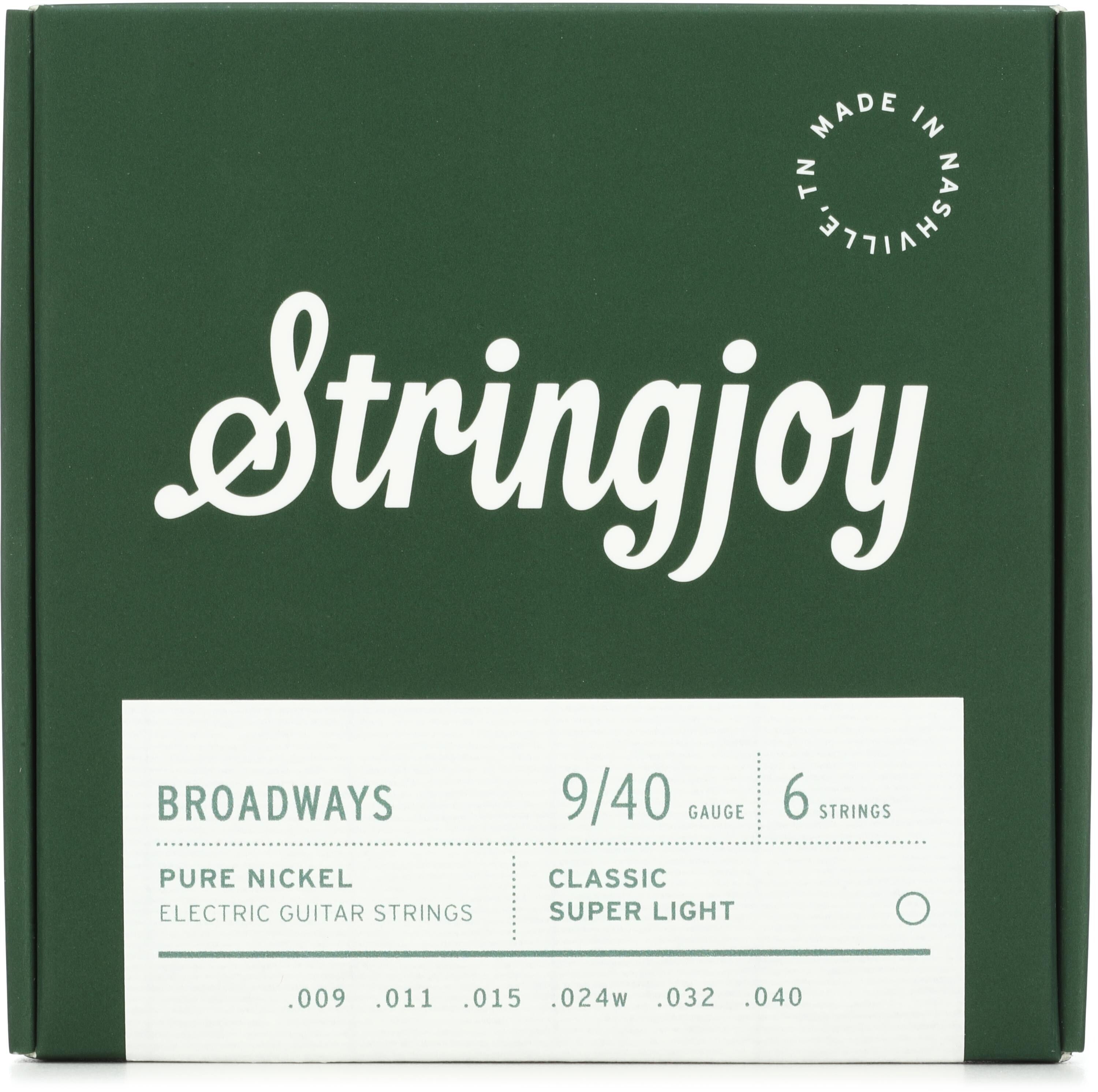 Photo of Stringjoy Broadways Classic Pure Nickel Electric Guitar Strings - .009 - .040 Super Light