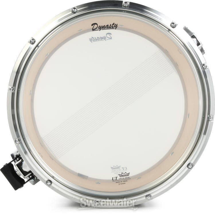 Dynasty DFZ Custom Elite Marching Snare Drum - 12 inch x 14 inch, Black with Aluminum Polished Hardware