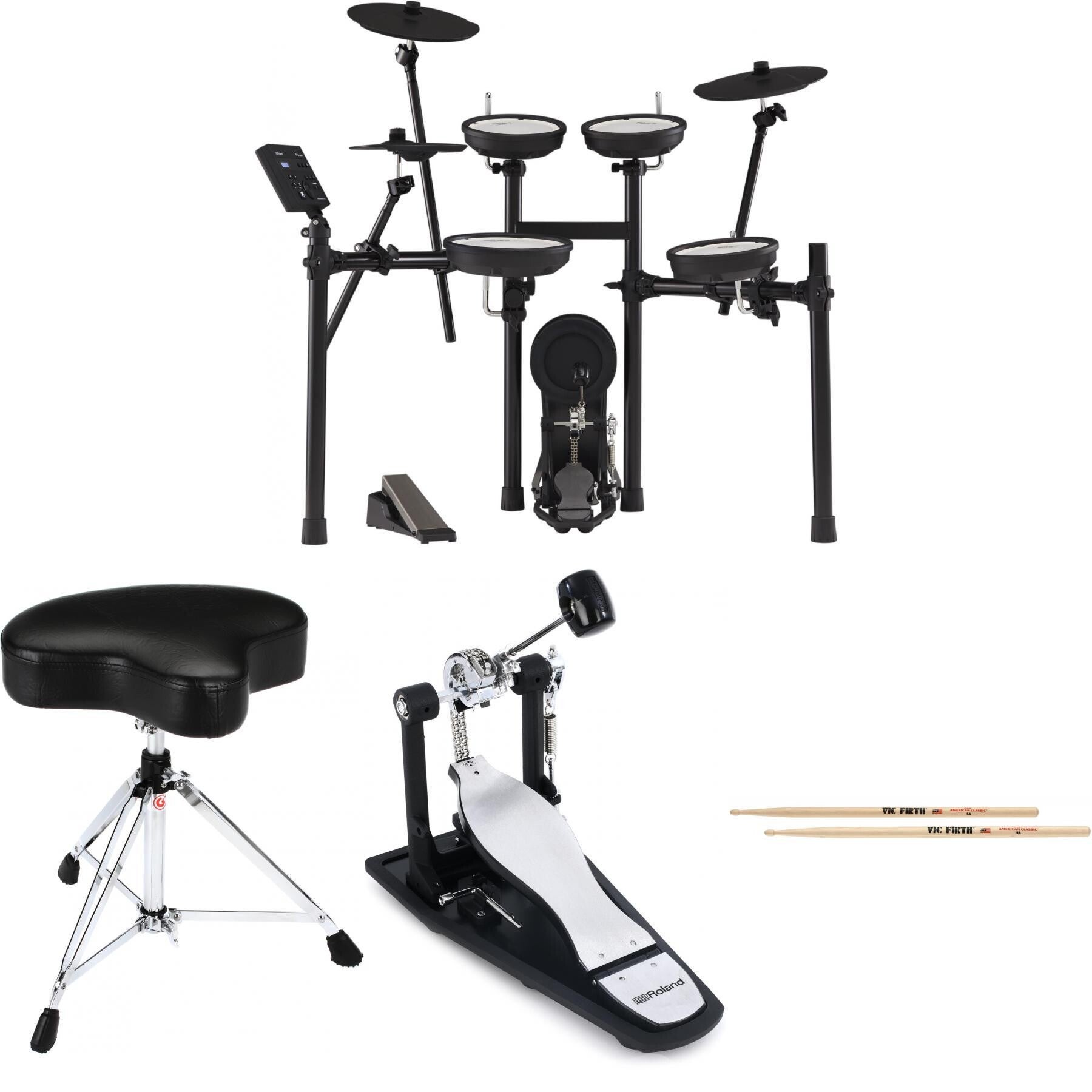 Roland V-Drums TD-07KV Electronic Drum Set Single Bass Essentials