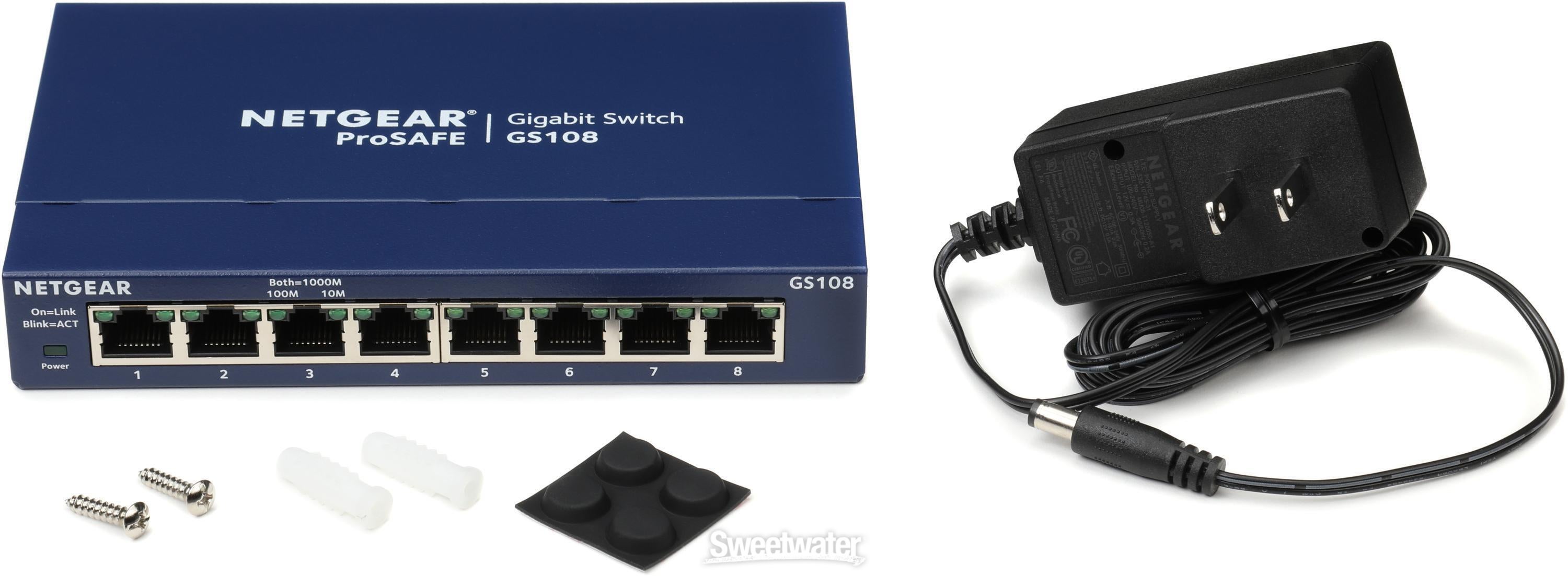 Netgear ProSafe GS108 8-port Gigabit Ethernet Switch | Sweetwater