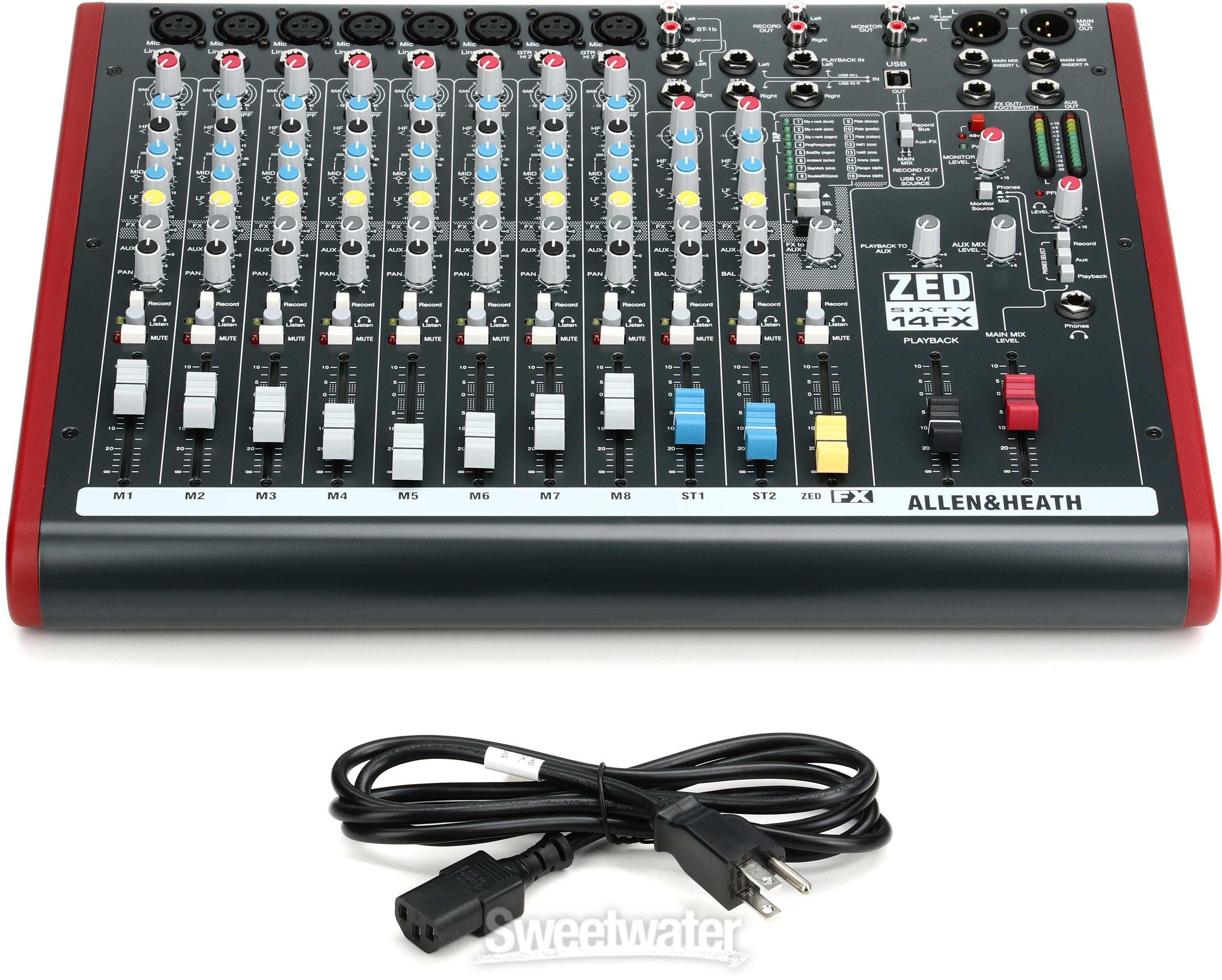 Allen & Heath ZED60-14FX 14-channel Mixer with USB Audio Interface and  Effects