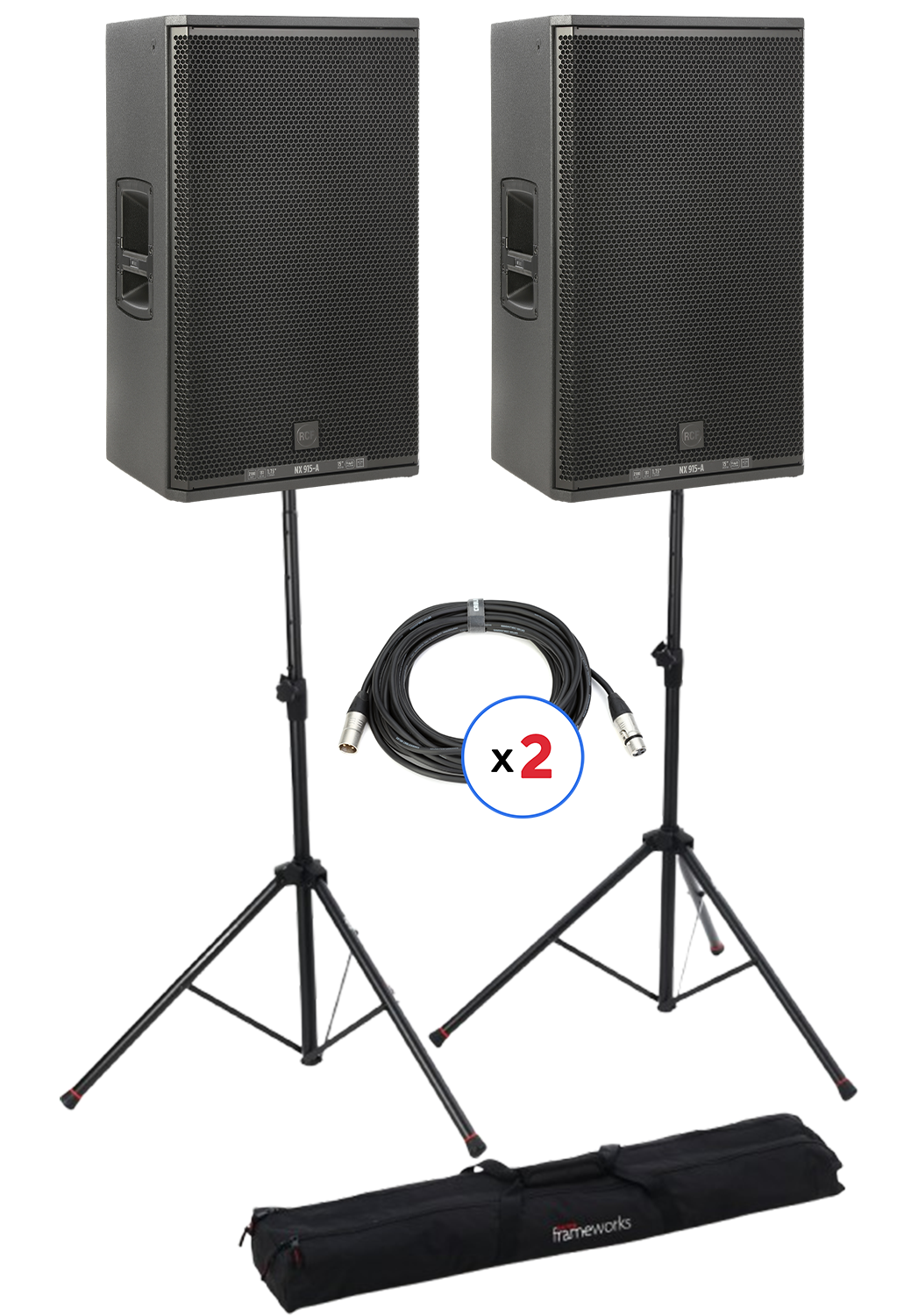 Photo of RCF NX 915-A 2,100W 15-inch Powered Speaker (Pair) Stand Bundle
