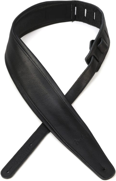 Fender Premium Leather Guitar Strap Black, Sweetwater