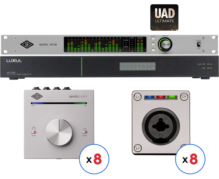 Universal Audio Apollo x16D Ultimate+ 18 x 20 Audio Interface with 8 Monitor Stations and Remote Preamps