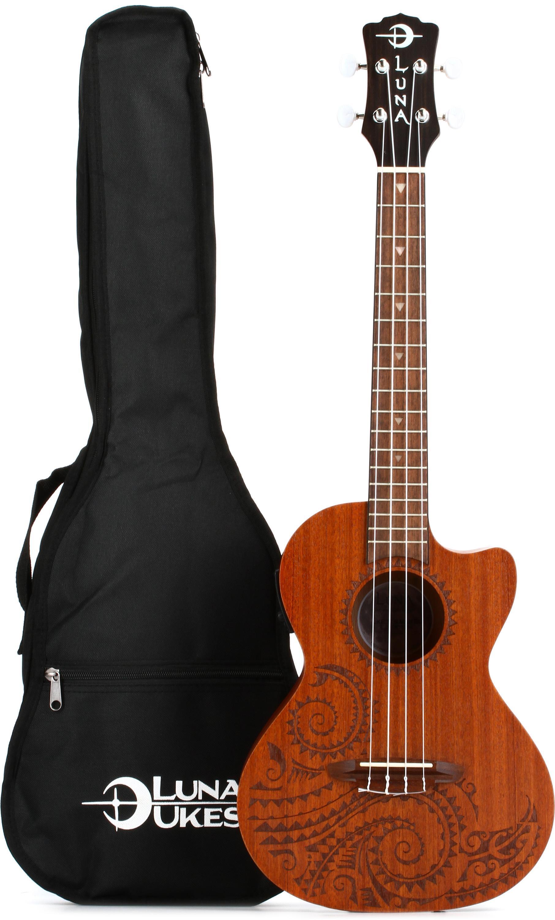 Luna Ukulele Tattoo Concert Ukulele (with Gig Bag), Spruce – Same Day Music