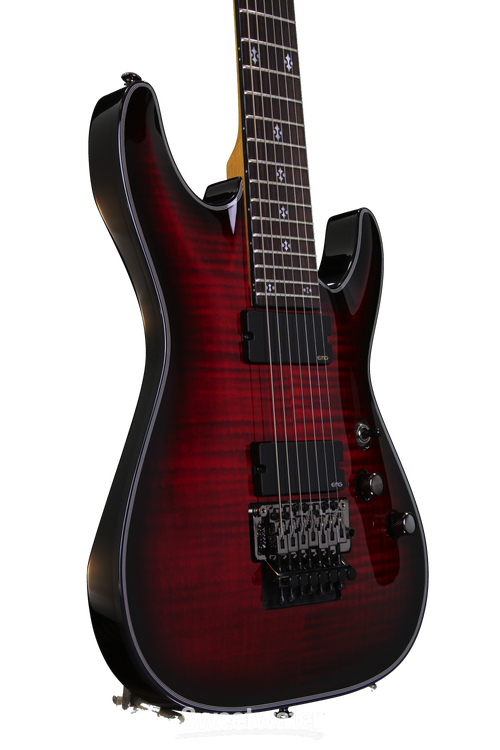 Schecter Damien Elite-7 w/Floyd Rose, Crimson Red Burst Reviews | Sweetwater