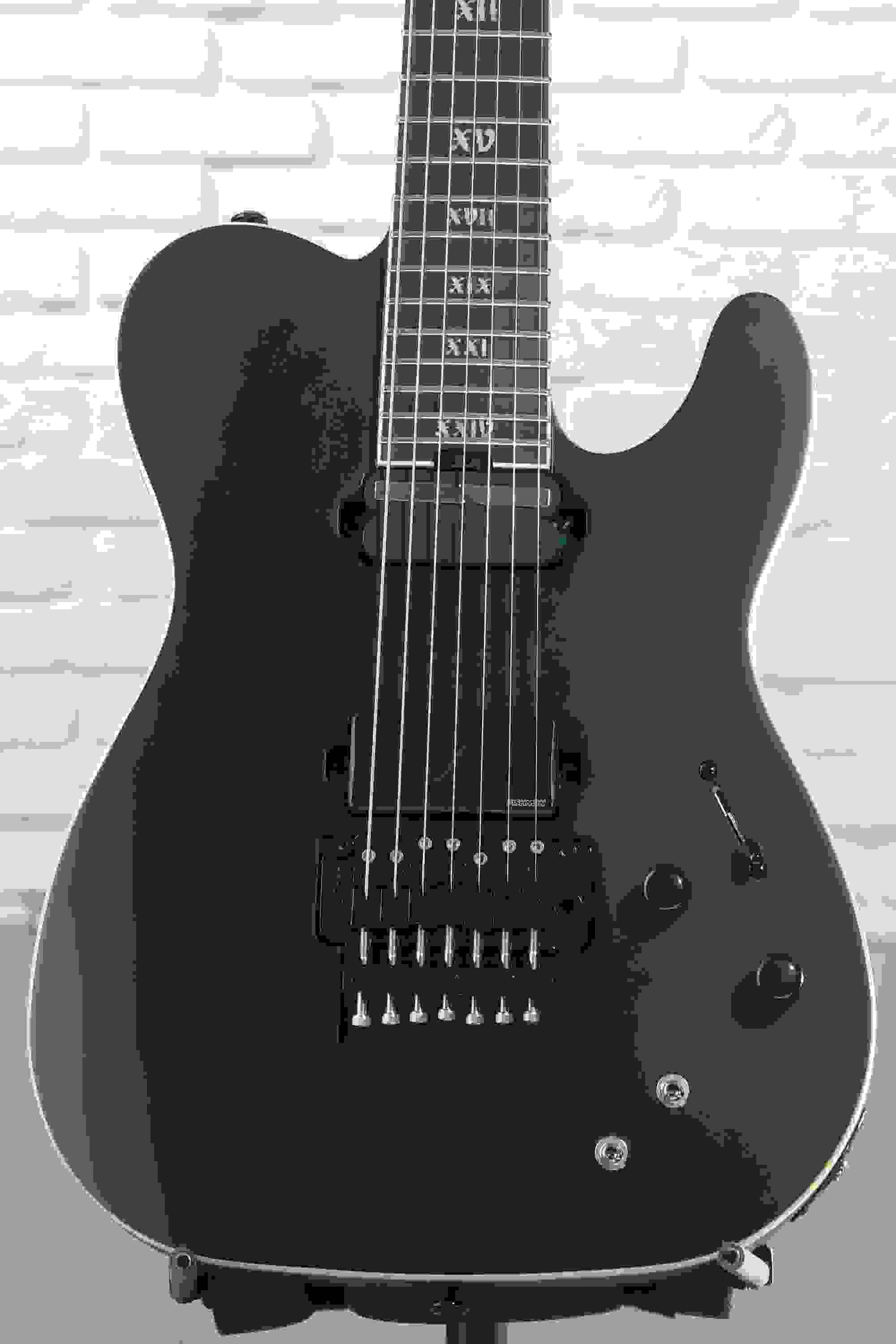 Schecter PT-7 FR-S SLS Elite Evil Twin 7-string Electric Guitar - Satin Black/Light Gray Stain
