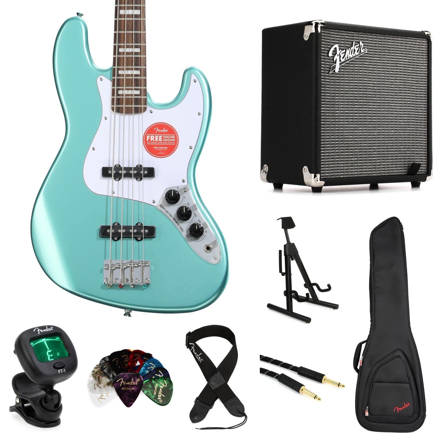 Squier Affinity Series Active Jazz Bass Amp Essentials Bundle