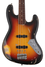 Photo of Fender Custom Shop Jaco Pastorius Relic Fretless Jazz Bass Guitar - 3-Color Sunburst