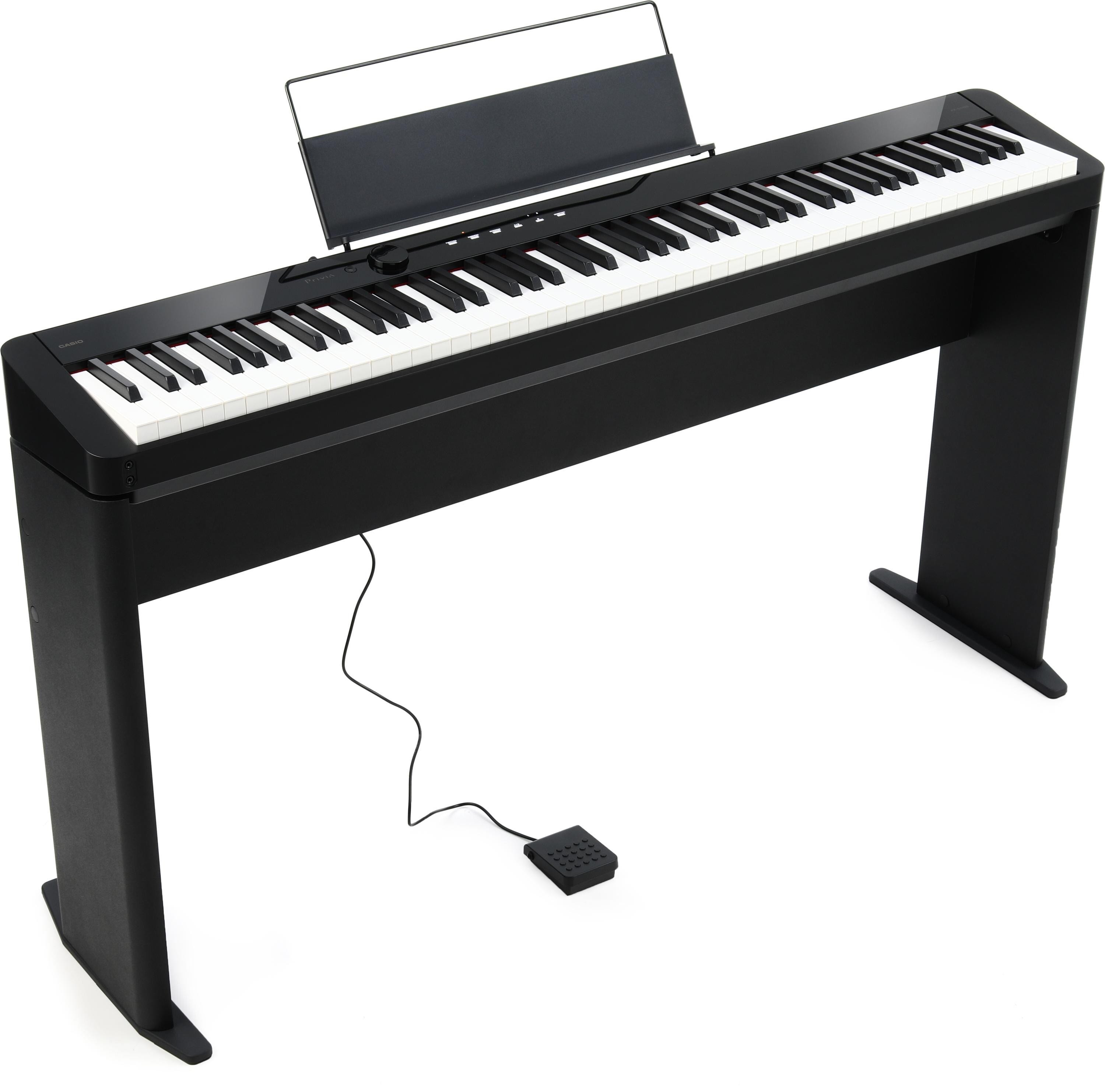 Casio Privia PX-S1100 Digital Piano Bundle with Adjustable Stand, Bench,  Sustain Pedal, Instructional Book, DVD, Online Piano Lessons, and Polishing