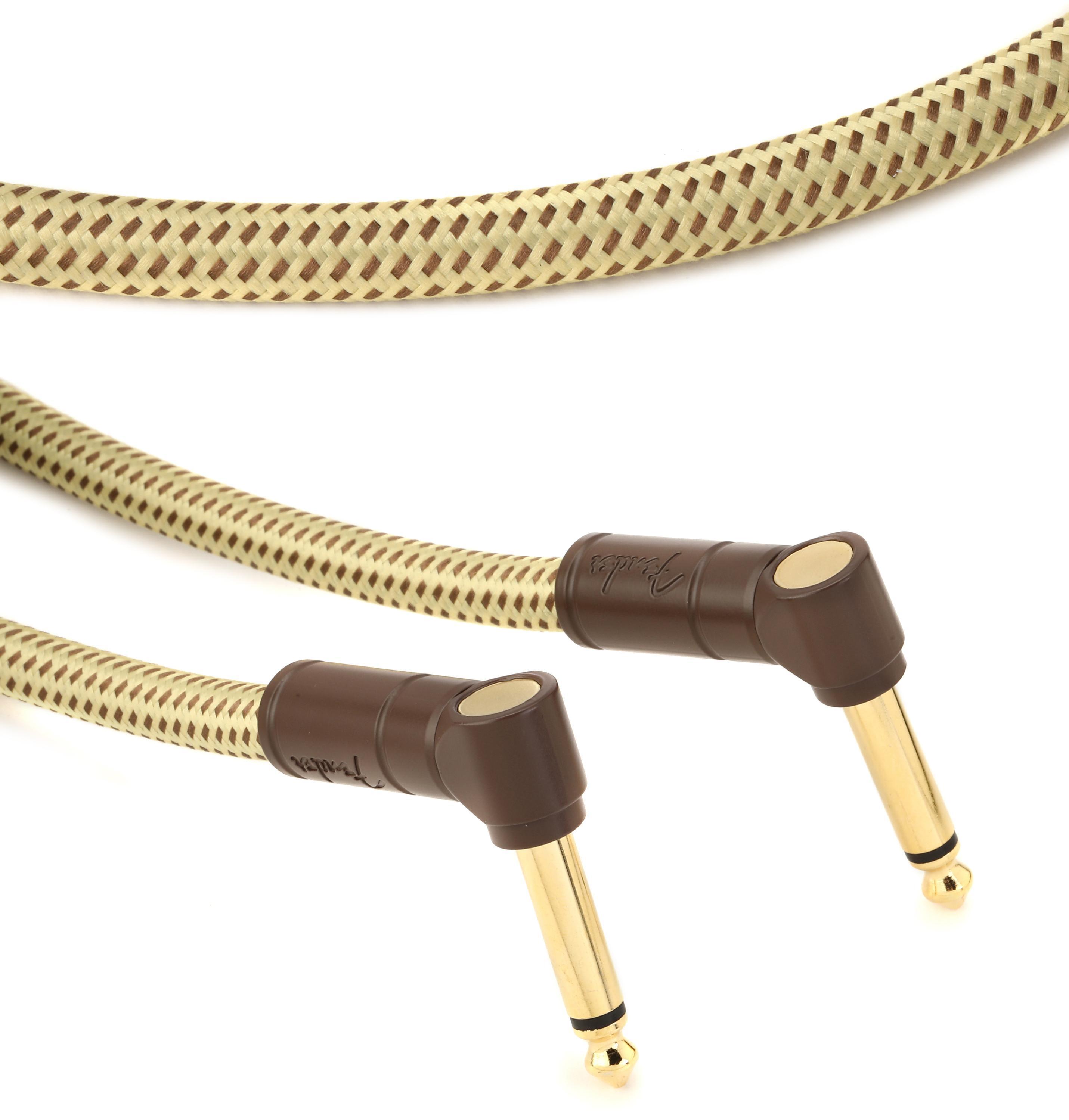 Photo of Fender Deluxe Series Tweed Patch Cable - Right Angle to Right Angle - 1 foot Tweed