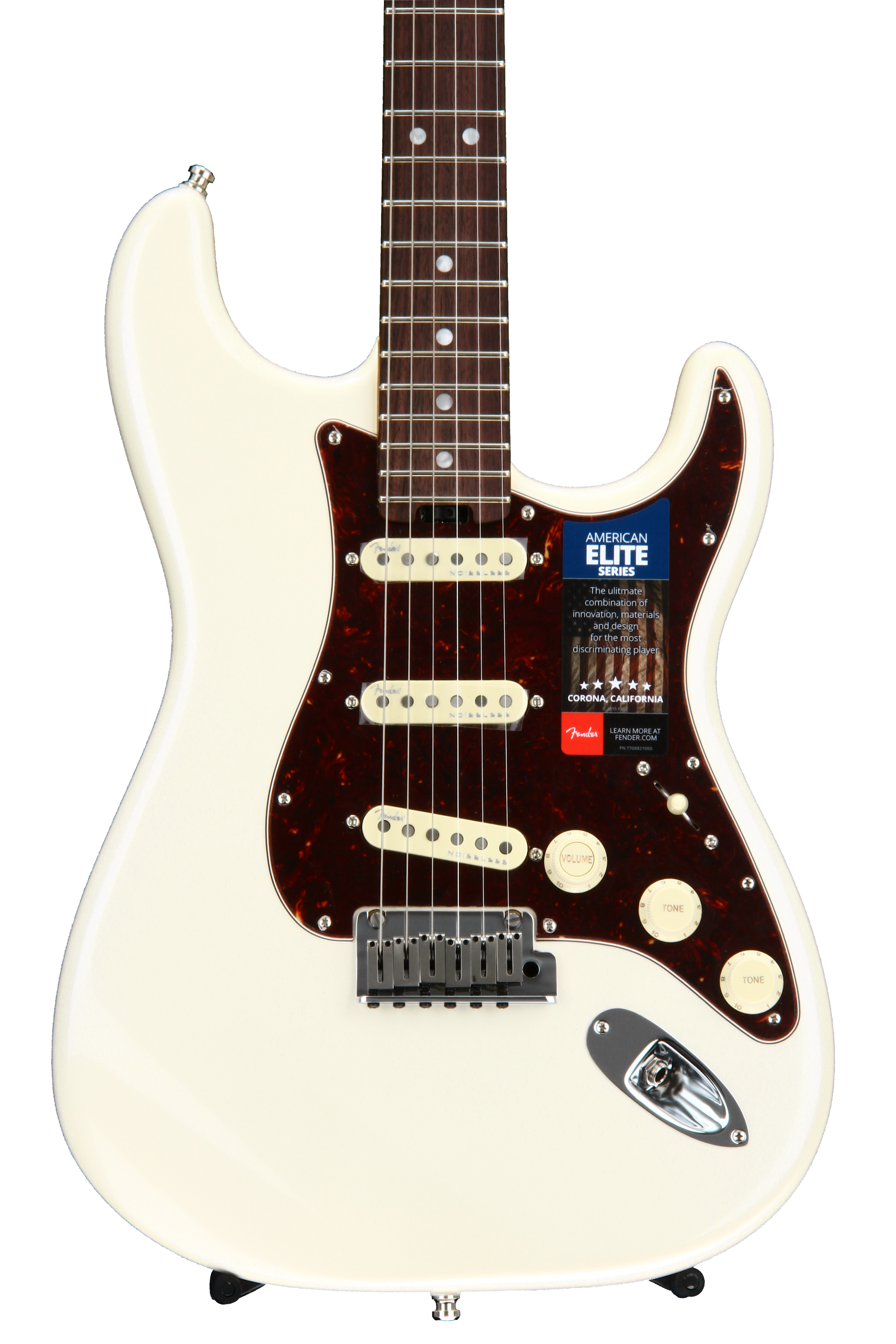 ギター Fender USA American Elite stratocaster Fender American Elite Stratocaster Olympic Pearl Ebony - Willcutt