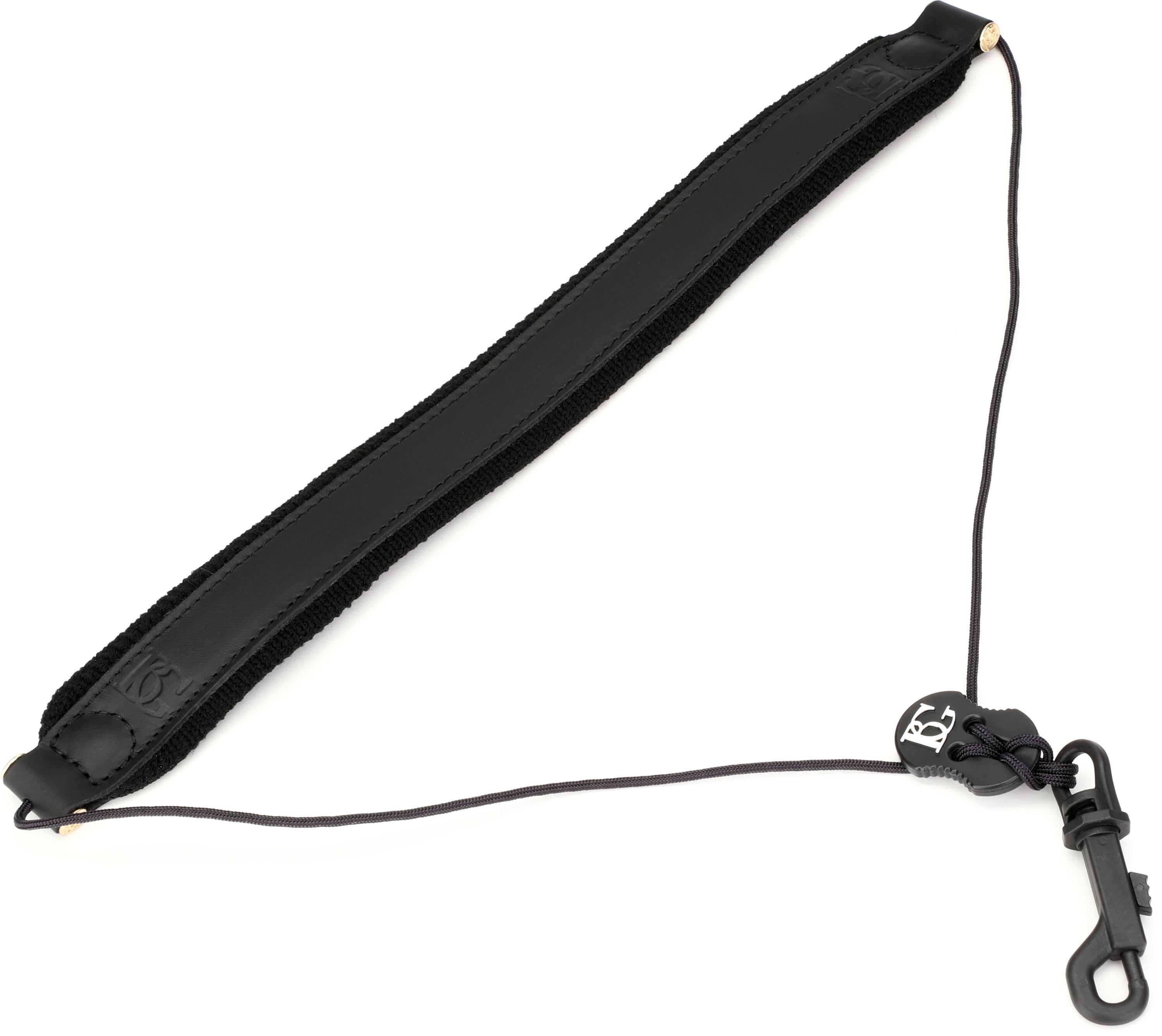 BG S20SH Leather Saxophone Neck Strap - Black | Sweetwater