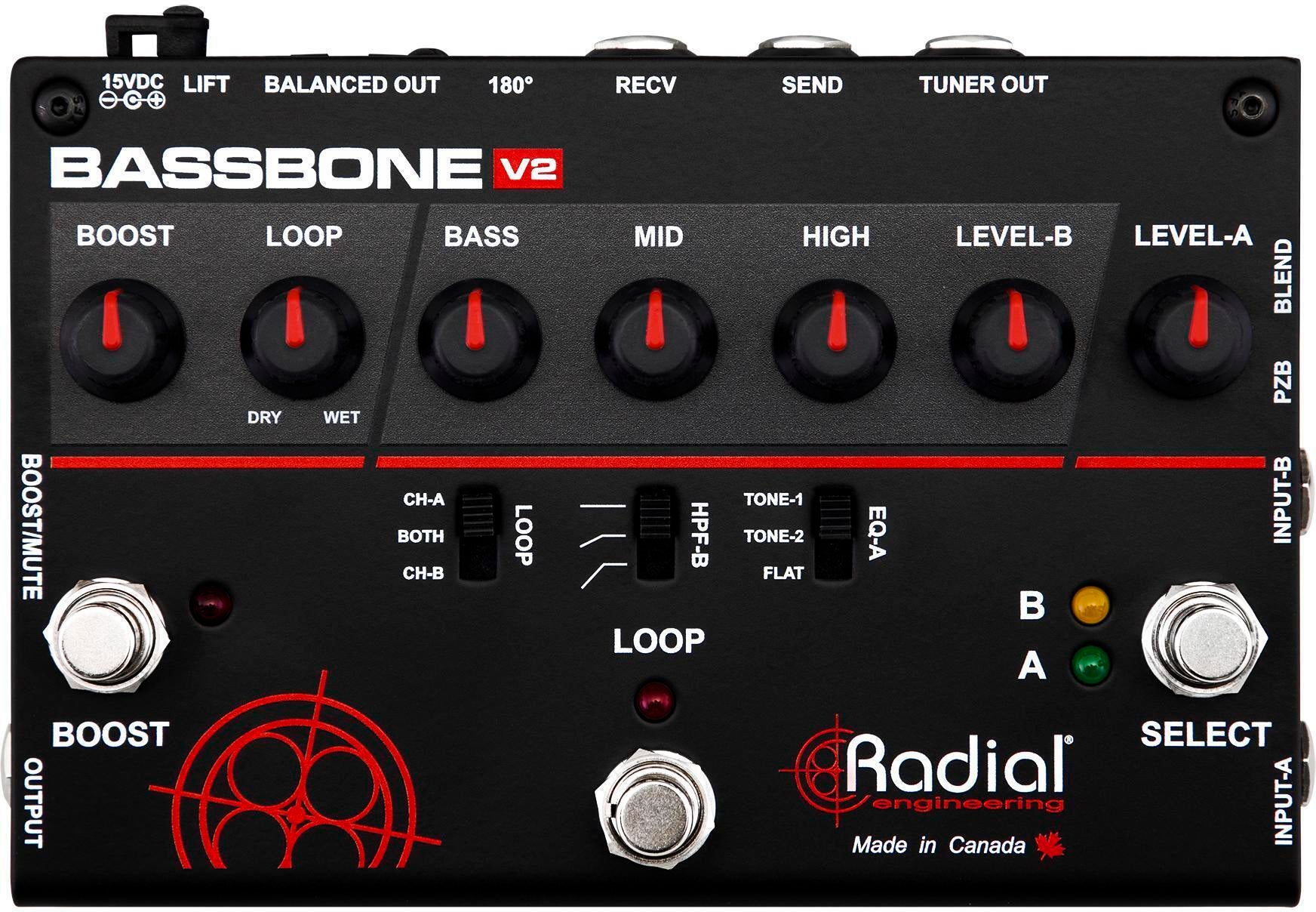 Radial Bassbone V2 2-ch Bass Preamp and DI Pedal