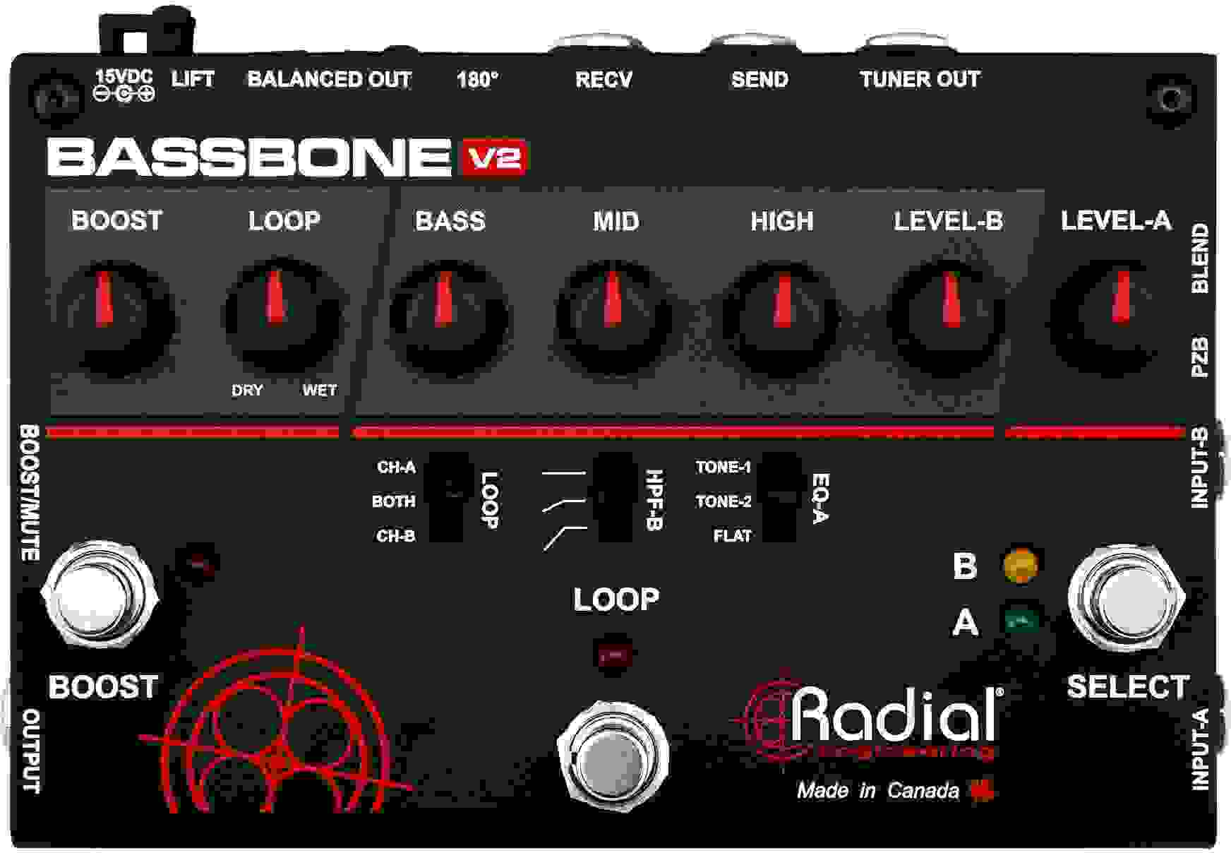 Radial Bassbone V2 2-ch Bass Preamp and DI Pedal