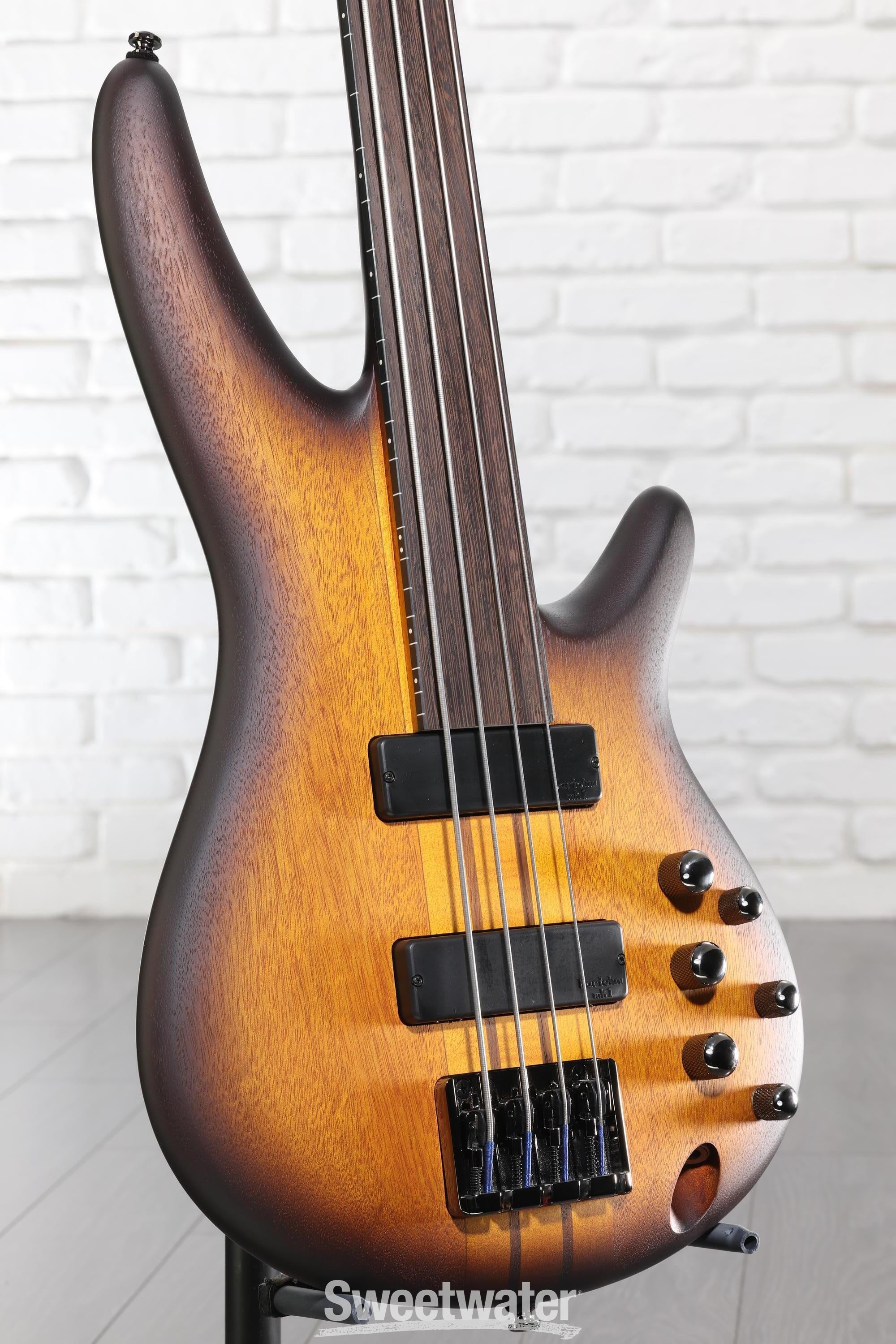 Photo of Ibanez Bass Workshop SRF700 Fretless Bass Guitar - Brown Burst Flat