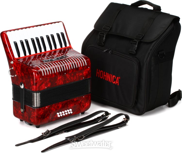 Hohner Hohnica 1303 12 Bass Piano Accordion - Pearl Red