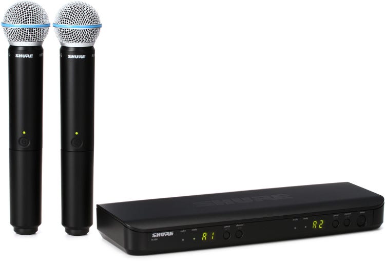 Shure BLX288/B58 Dual Channel Wireless Handheld Microphone System - H11 Band