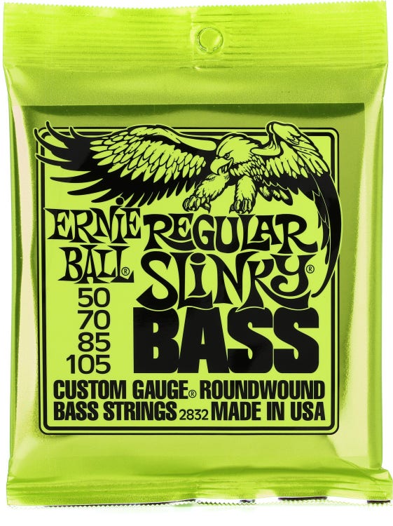 Ernie Ball 2832 Regular Slinky Nickel Wound Electric Bass Guitar Strings - .050-.105